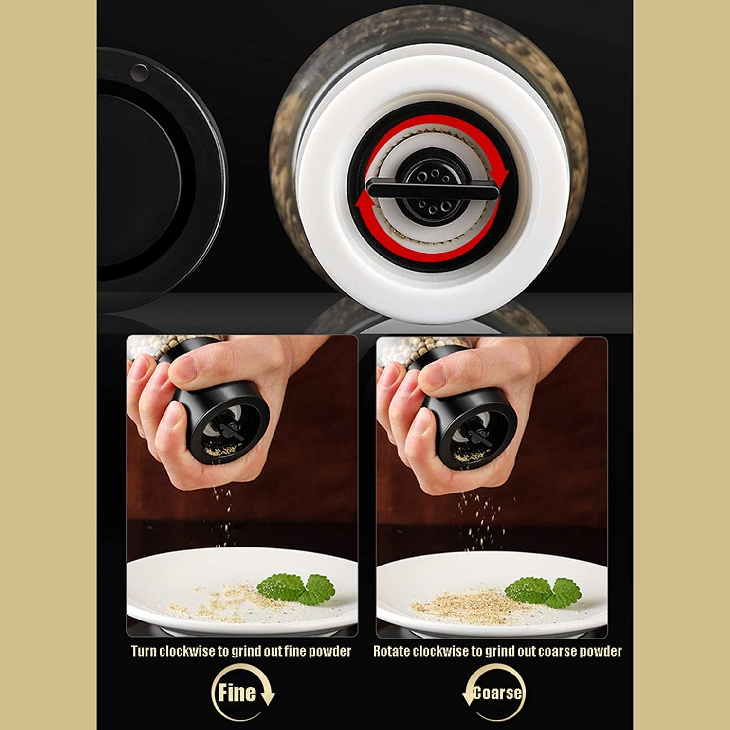 Elegant Pepper Shaker Set with Adjustable Capacity