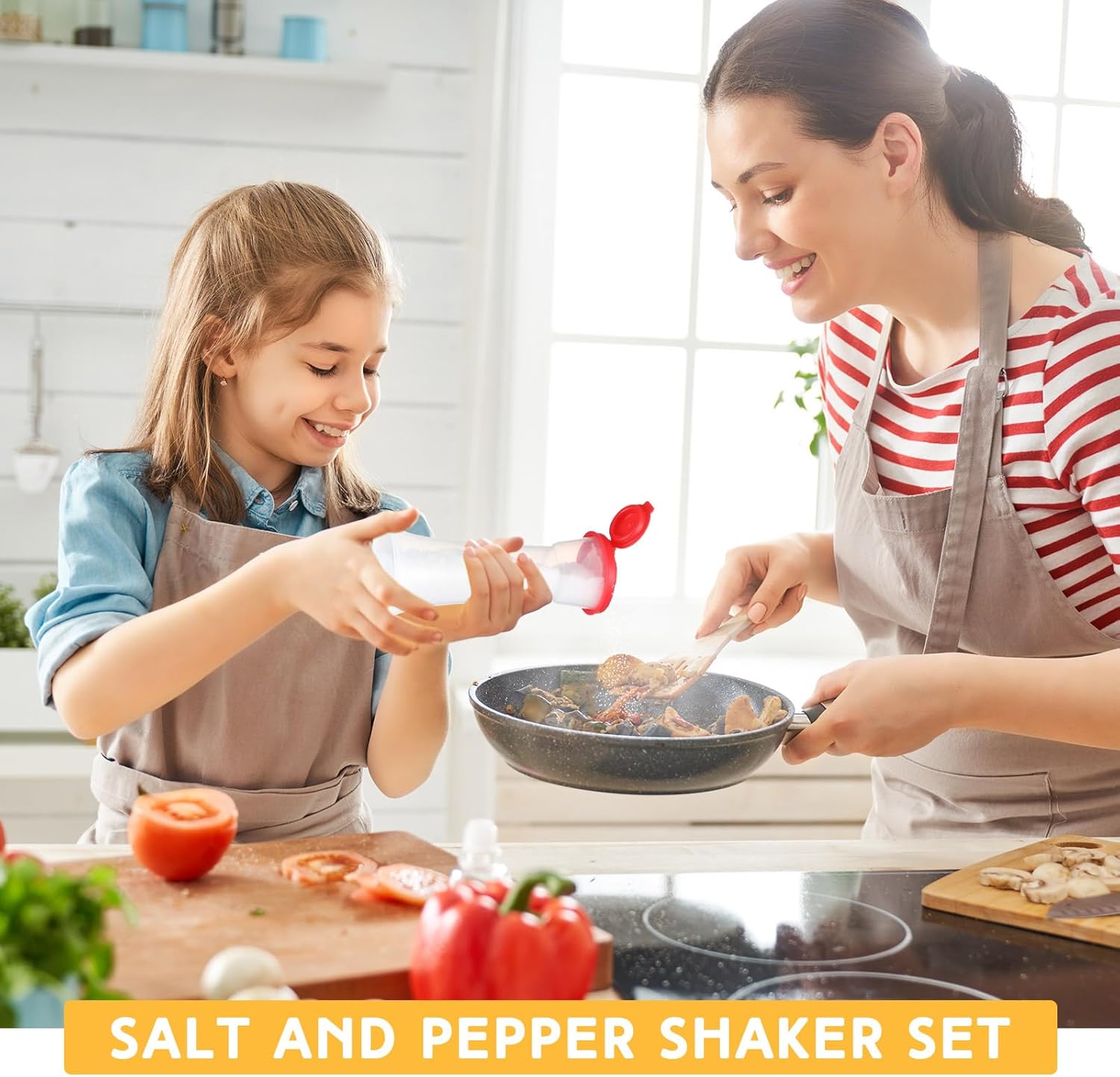 2 Set Plastic Salt and Pepper Shakers with Lids Red
