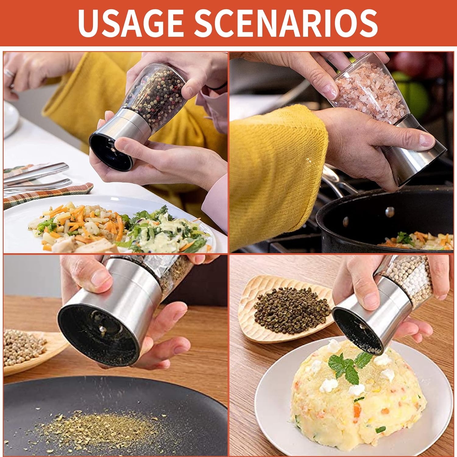 High-Quality 180ml Salt and Pepper grinder set refillable ceramic features