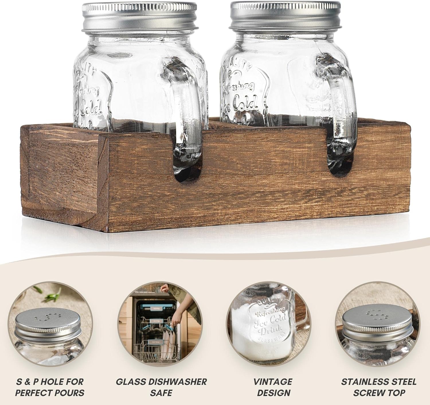 Vintage Mason Jar Salt Pepper Shakers