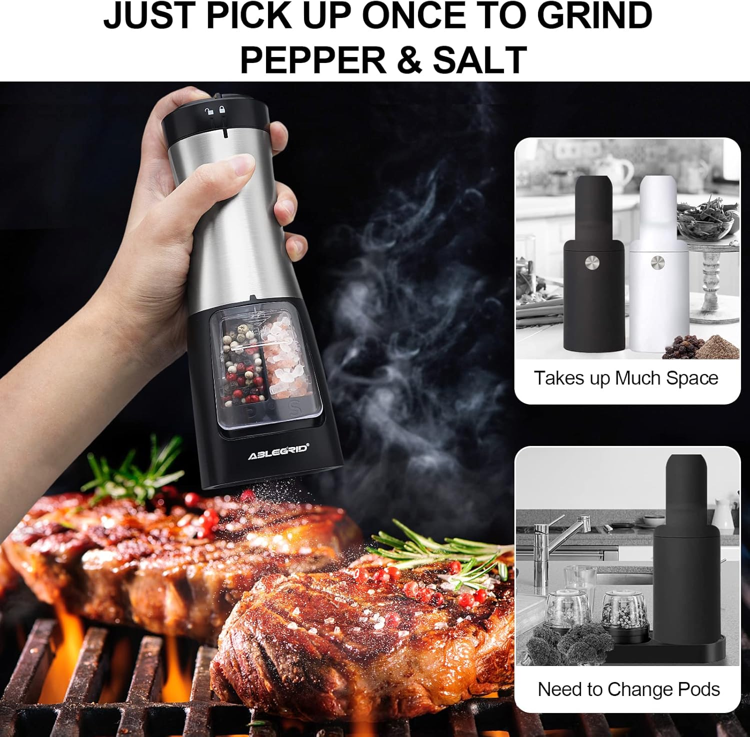 Efficiently Grind Salt Pepper with Intuitive Controls