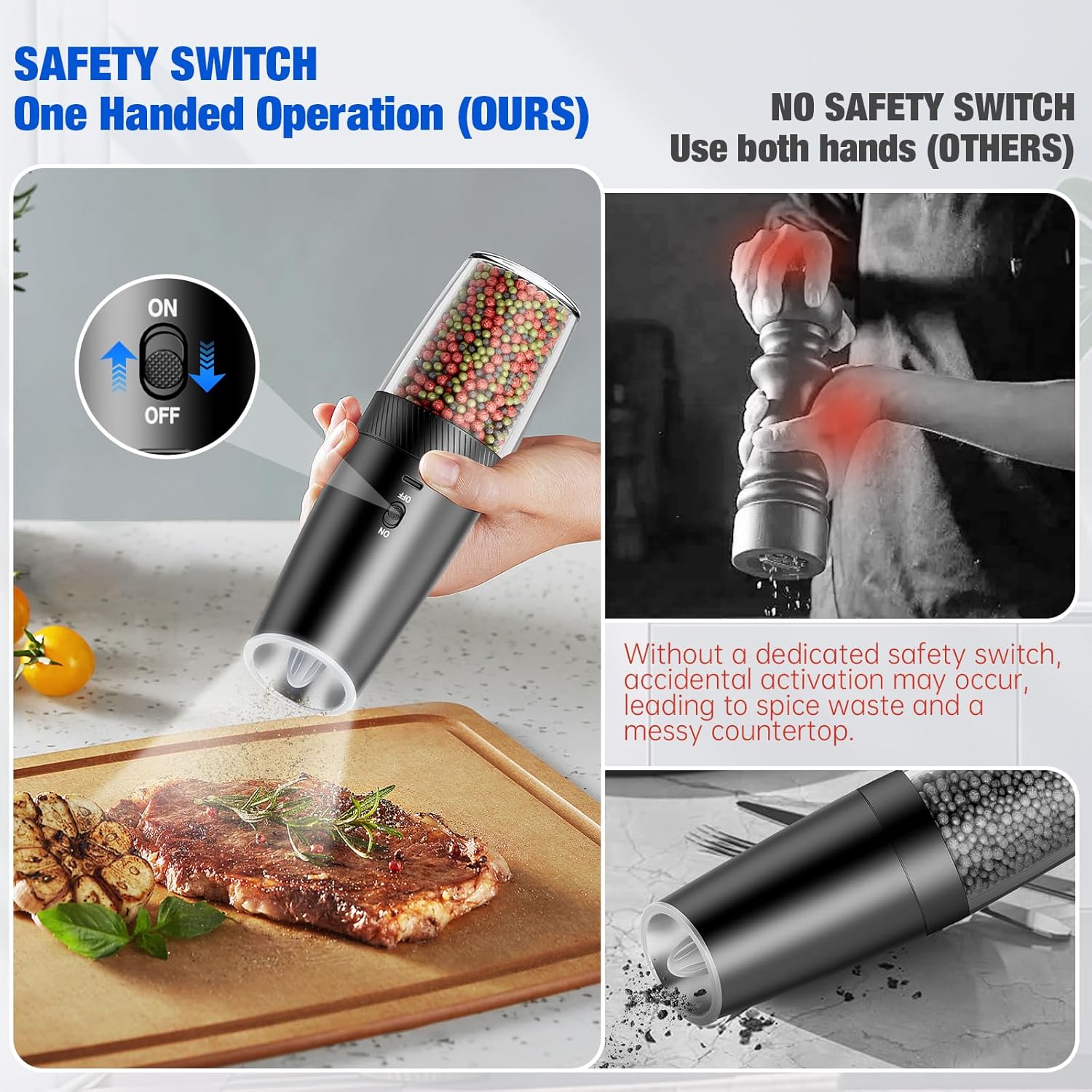 Gravity Electric Salt and Pepper Grinder Set - True 2-Pack