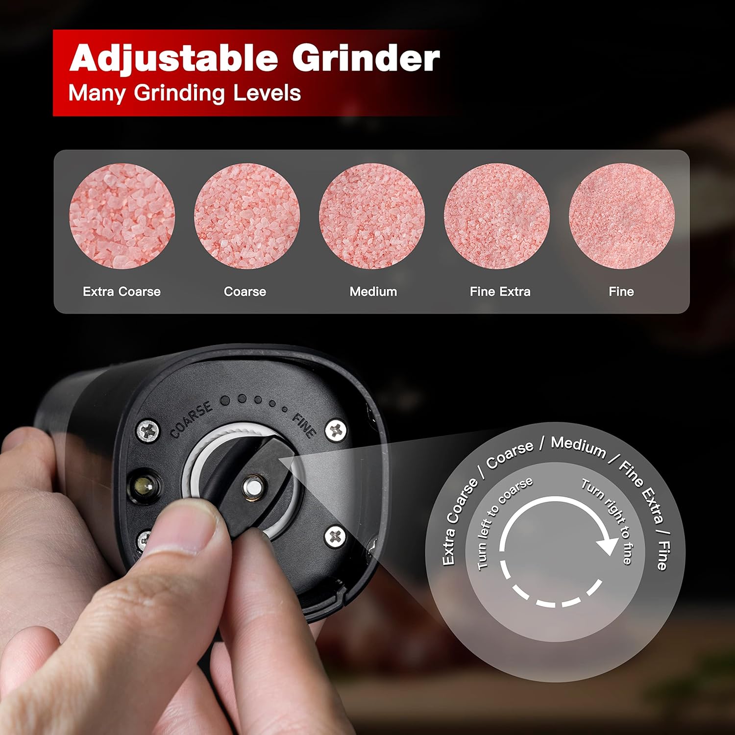 Action-Ready Salt Pepper Grinder Set