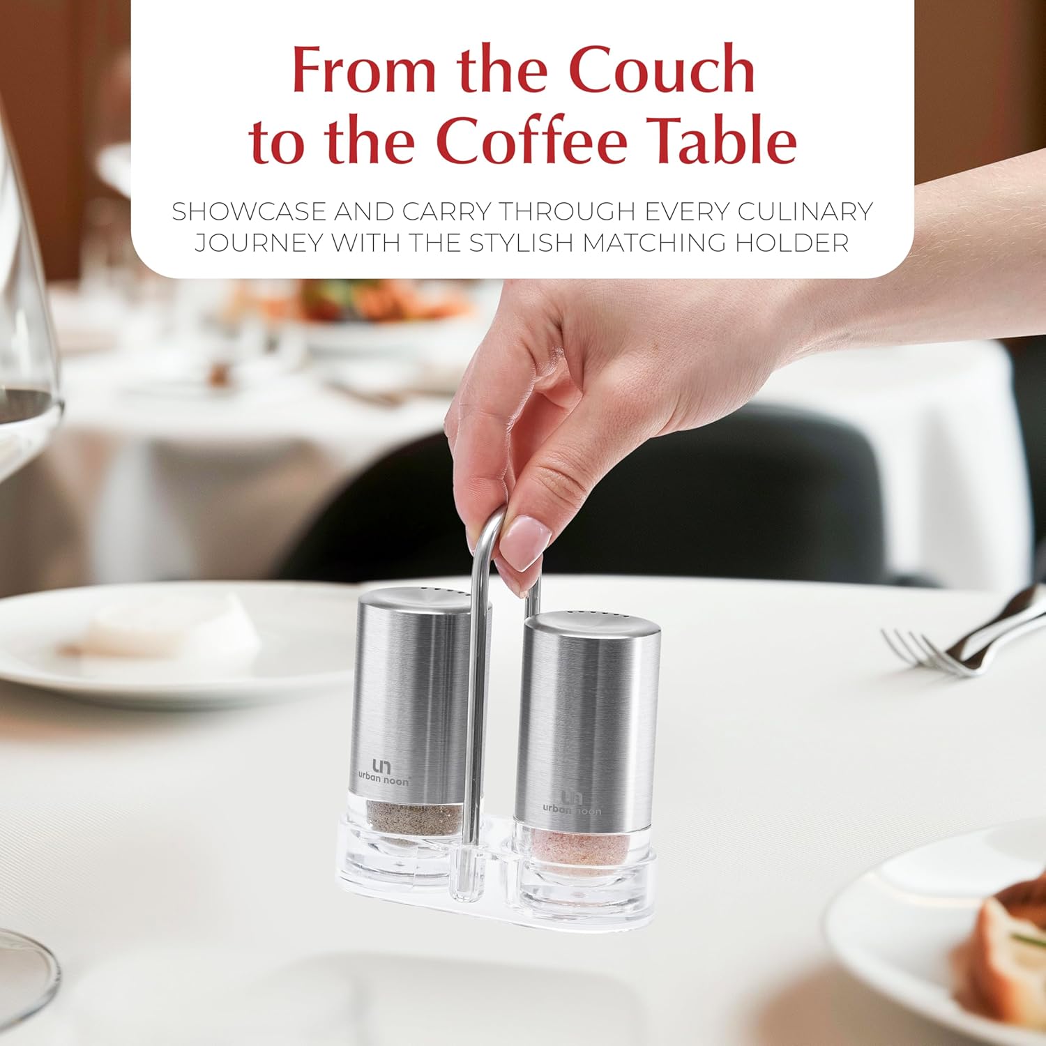 Urban Noon Salt Pepper Shakers Set with Holder