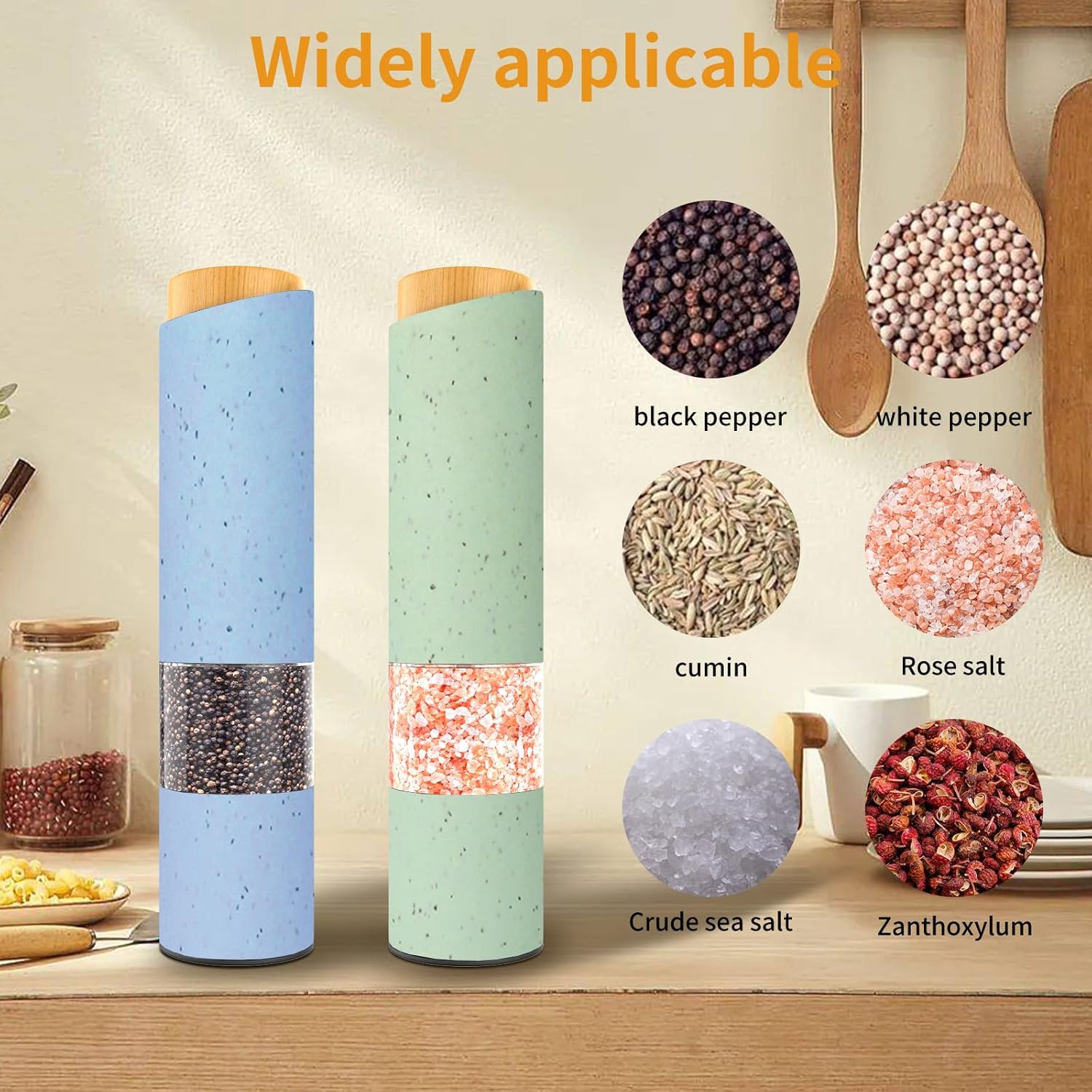 Compact Elegant Salt Pepper Grinder Set 2