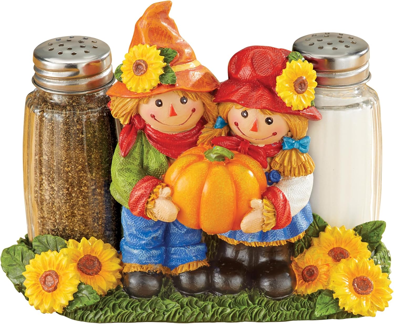 Perfect Gift for Scarecrow Lovers Hand-Painted Harvest Couple Salt Pepper Shakers