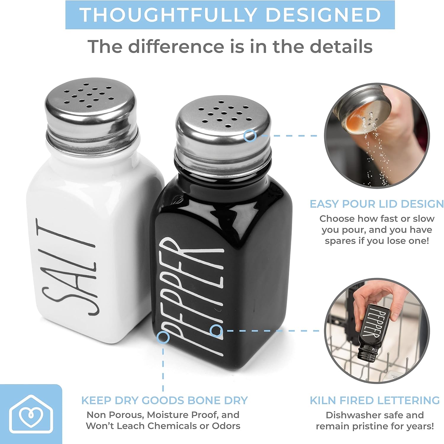 F Fashionable 4 Lids Ceramic Salt Pepper Shaker Set