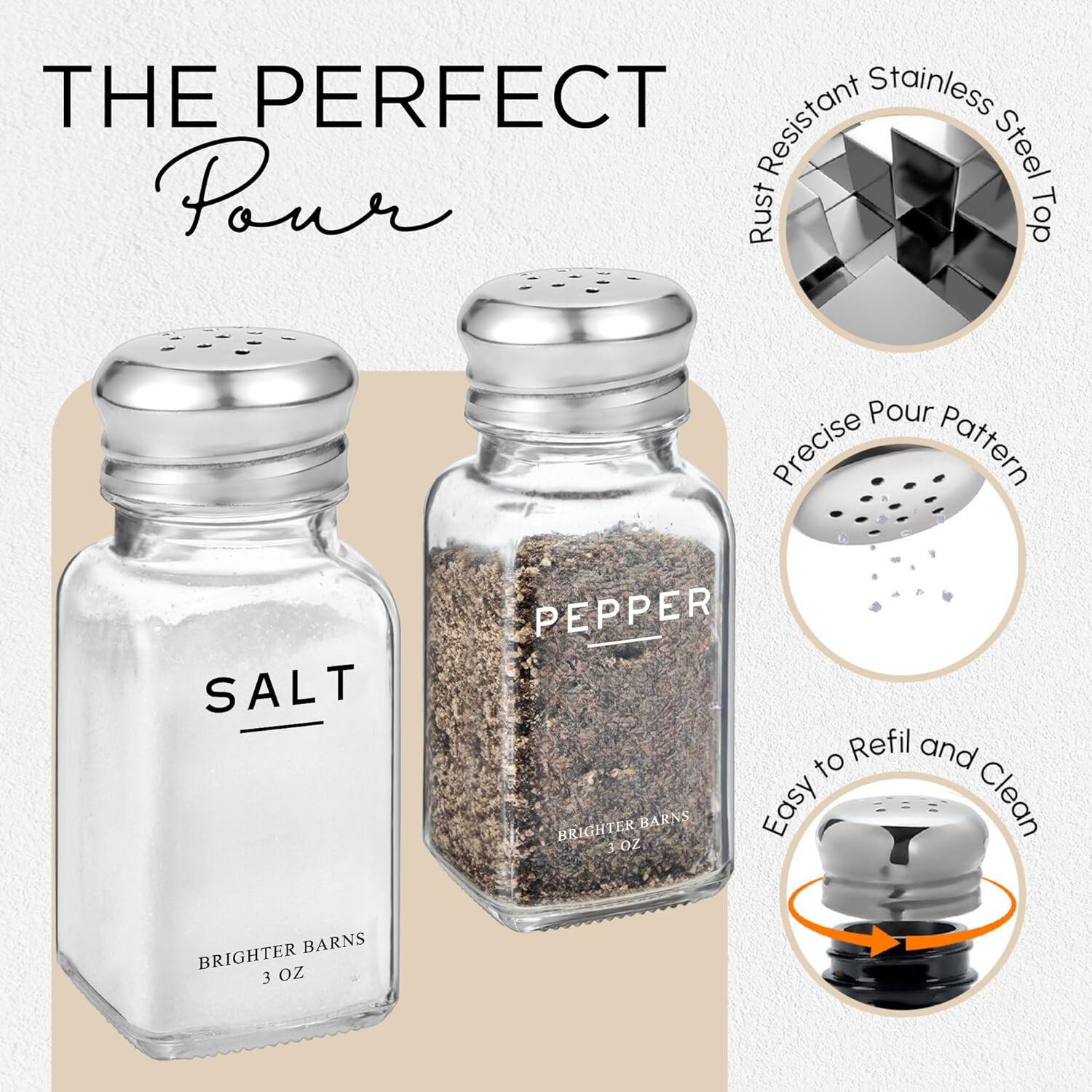 Elegant Glass Salt and Pepper Shakers Set