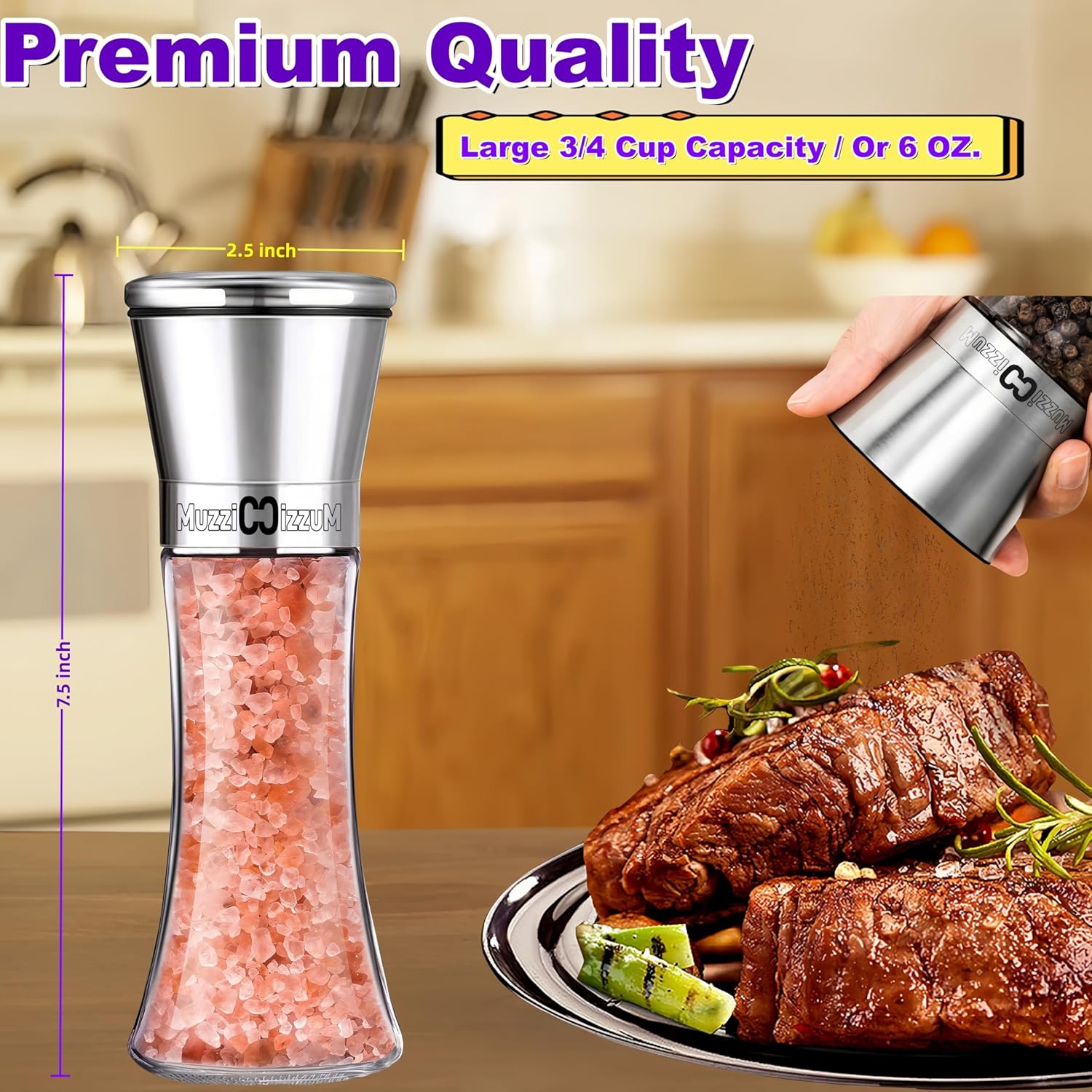 MuzziccizzuM Salt Pepper Grinder Set