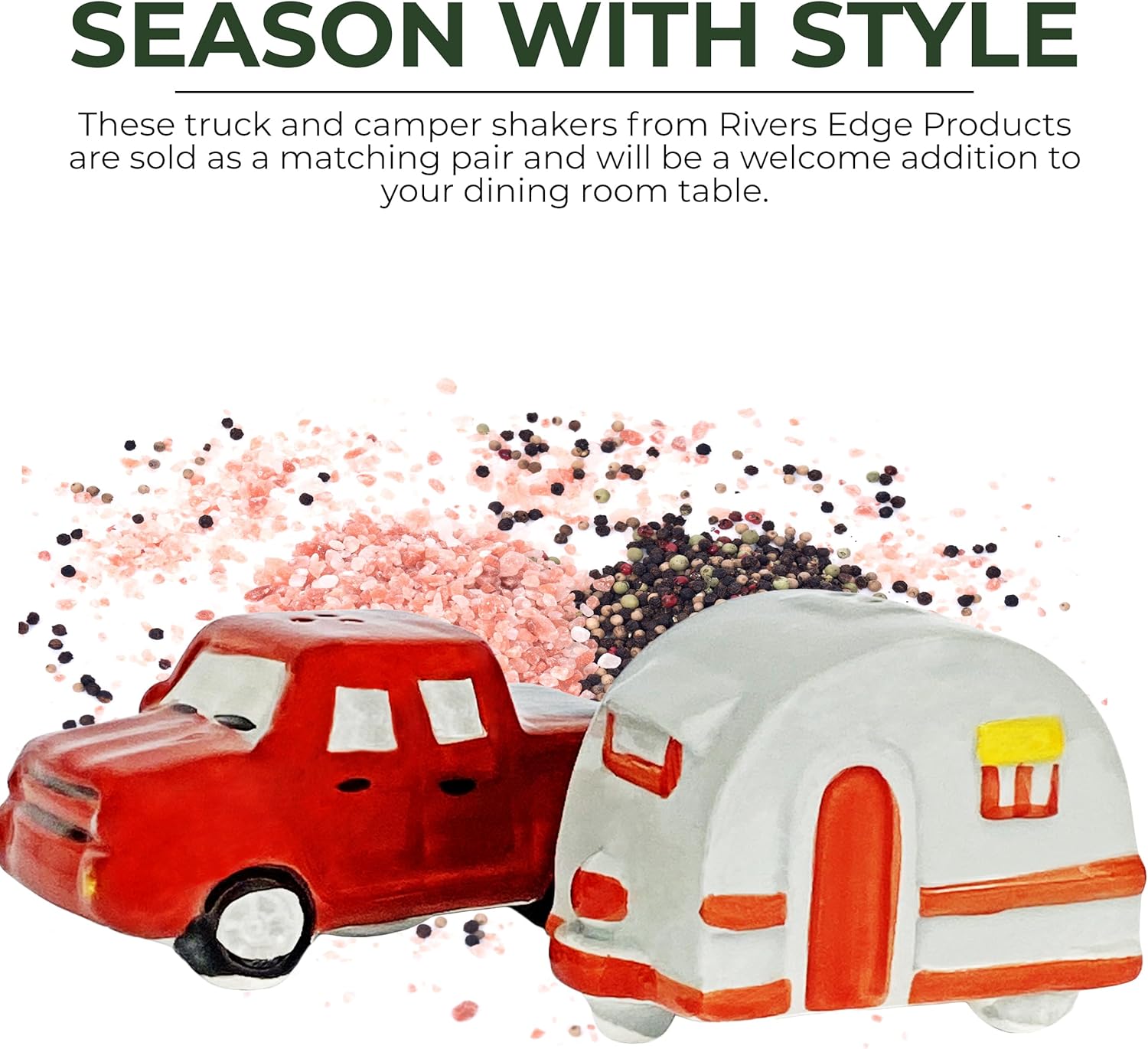 Rivers Edge Salt and Pepper Shaker Set Unique Kitchen Accent Perfect Gift