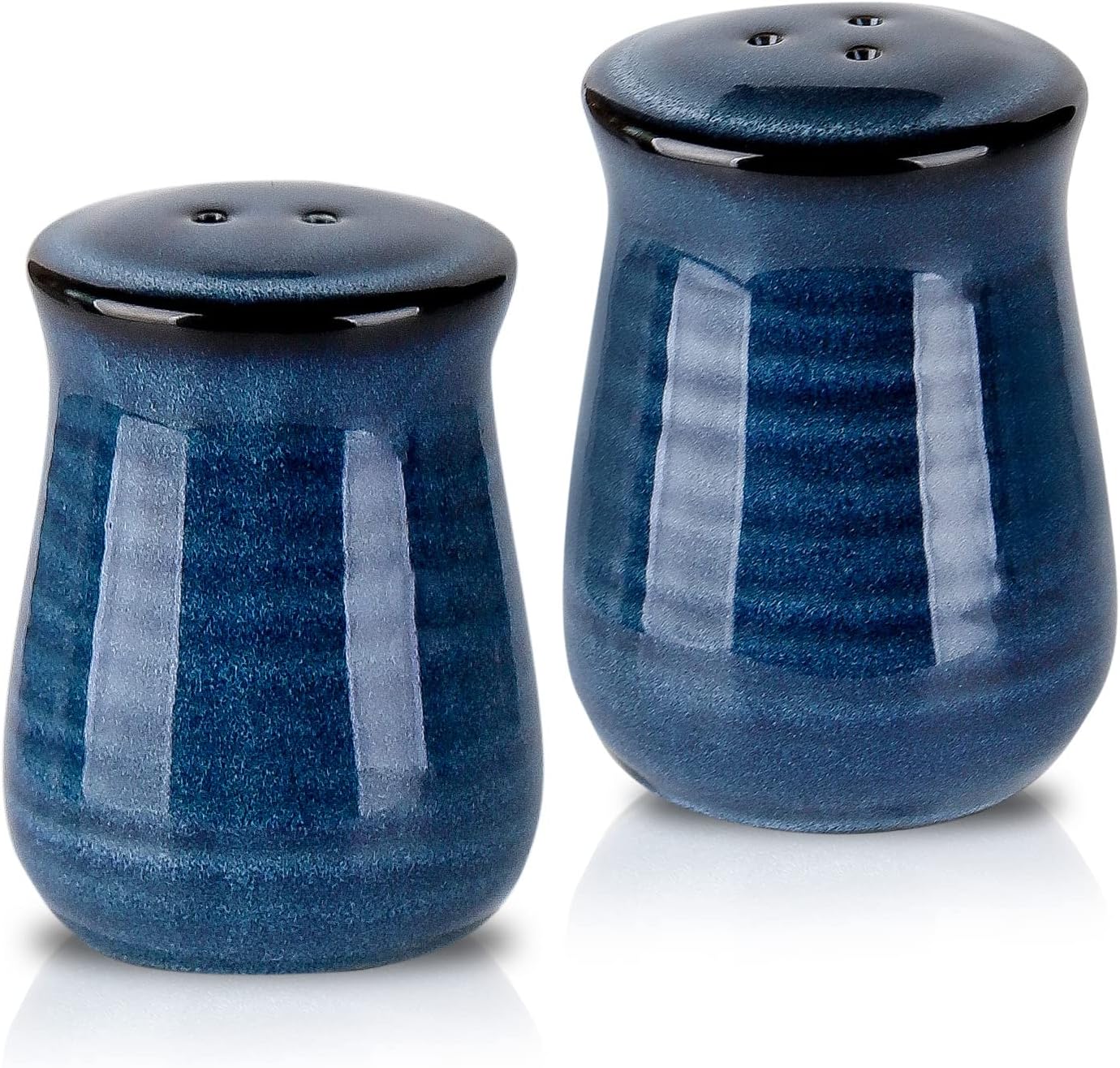 Hasense Ceramic Salt and Pepper Shakers Set of 2 Navy Farmhouse Style