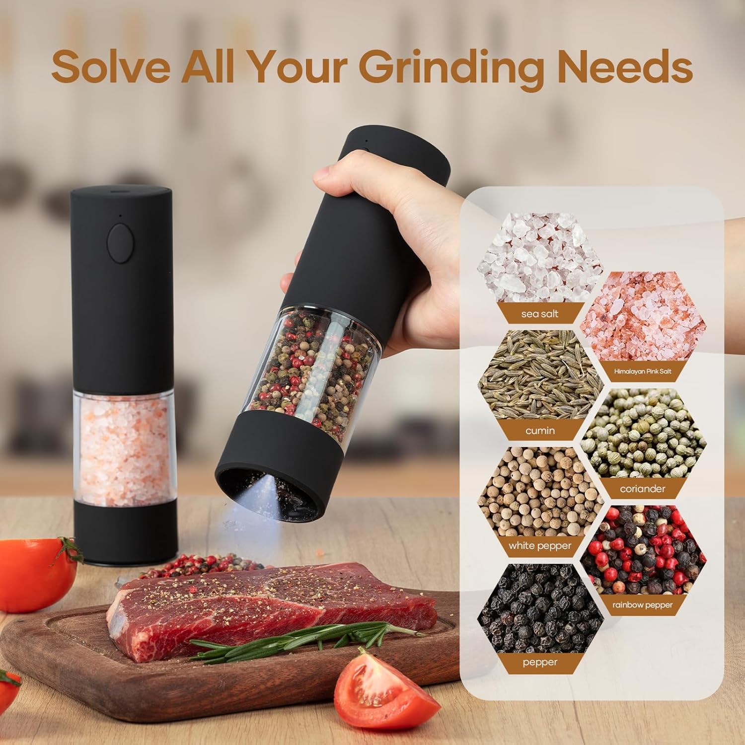OPIIV 2-Piece Electric Salt Pepper grinder set