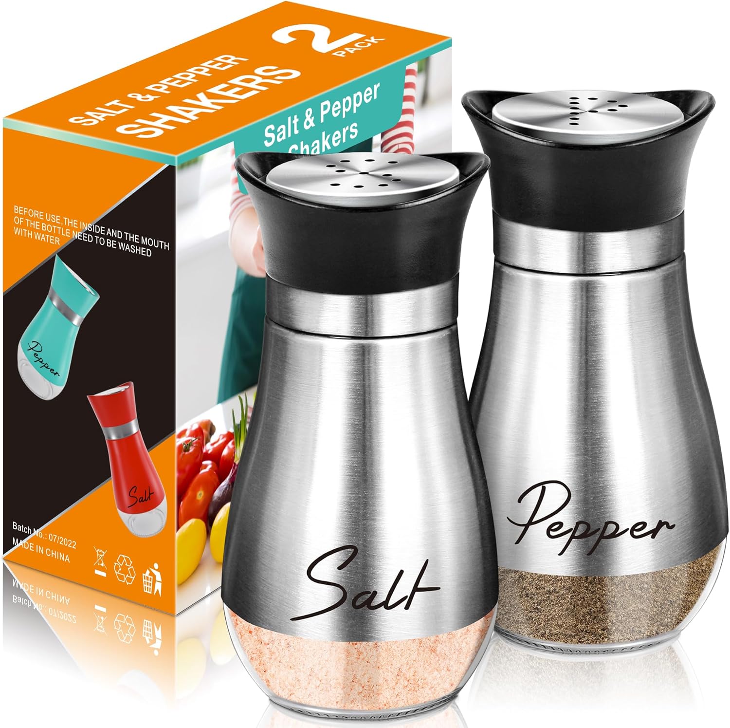 Perfect Salt Pepper Shakers Set for Home Kitchen in Silver