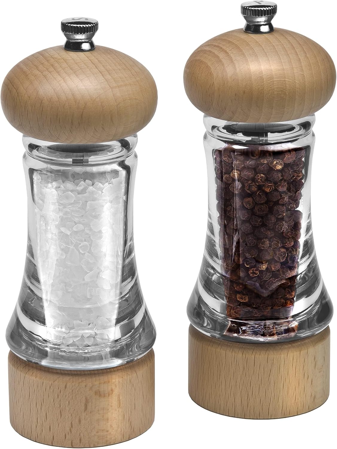 Cole Mason Basic Woods Mill Gift Set - Adjustable Salt Pepper Grinders Hand Wash
