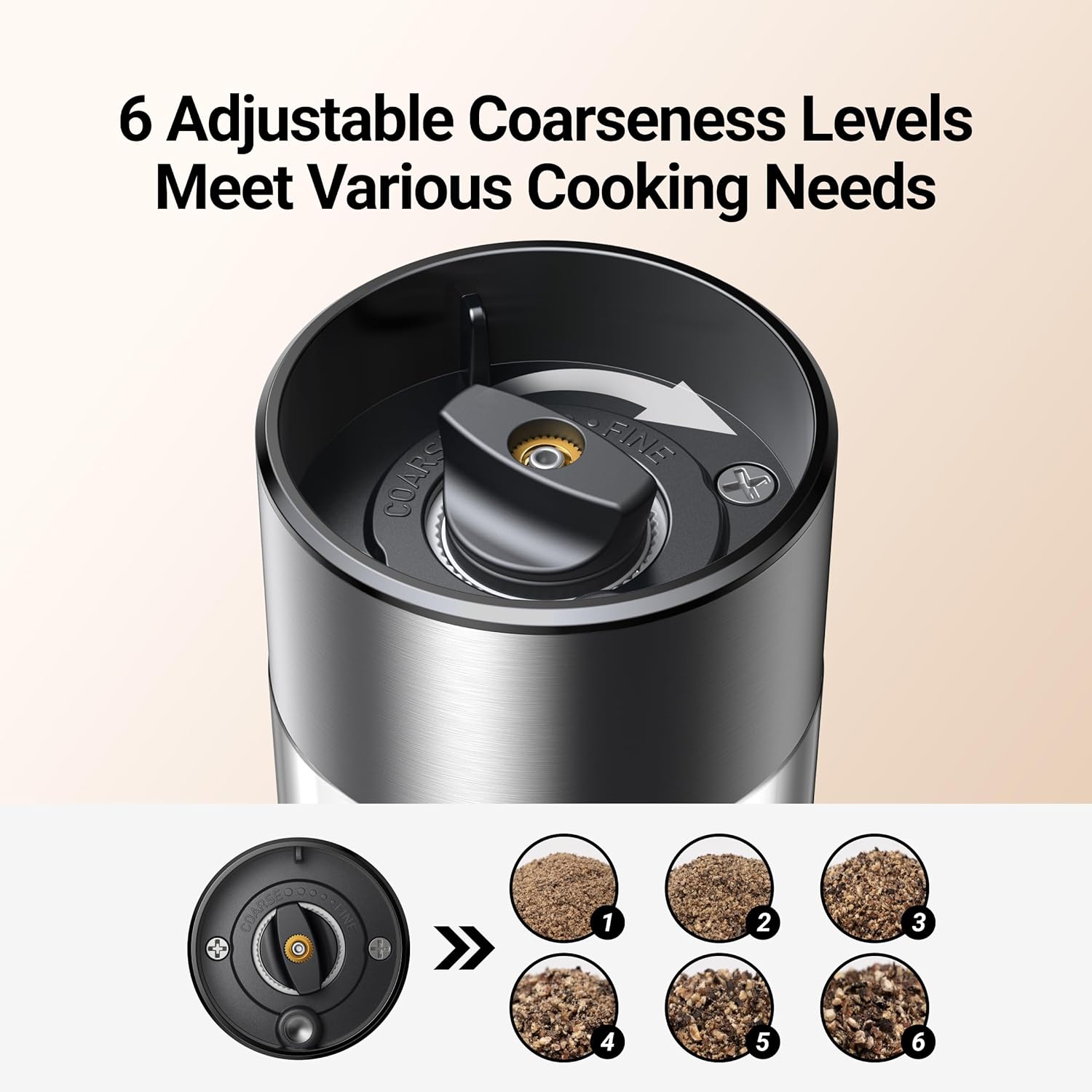 ThermoMaven Electric Salt Pepper Grinder Set 2 Packs Silver