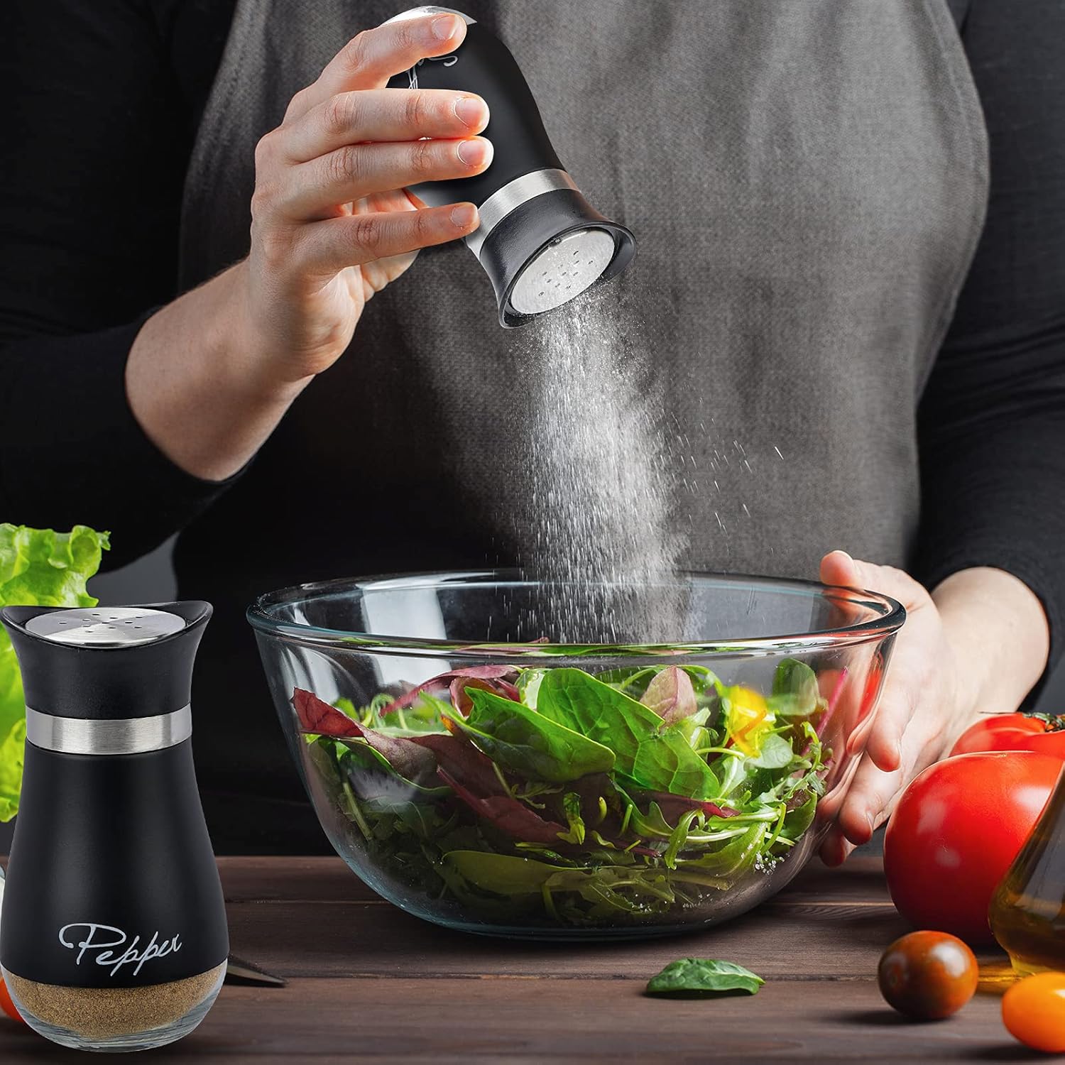 Refillable Salt and Pepper Shakers Set