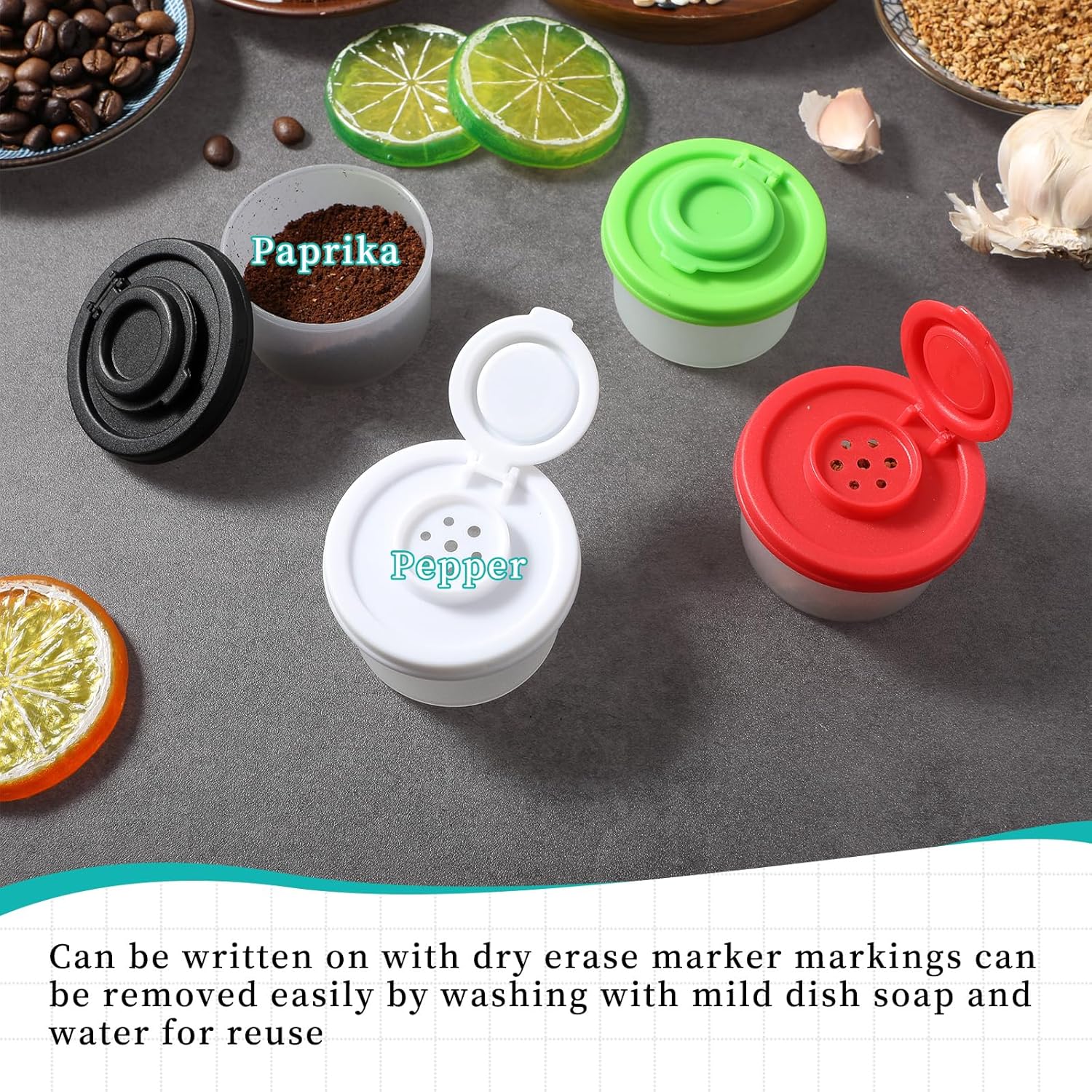 Abeillo 4-Piece Salt and Pepper Shakers Set Compact Moisture-Resistant Travel-Perfect