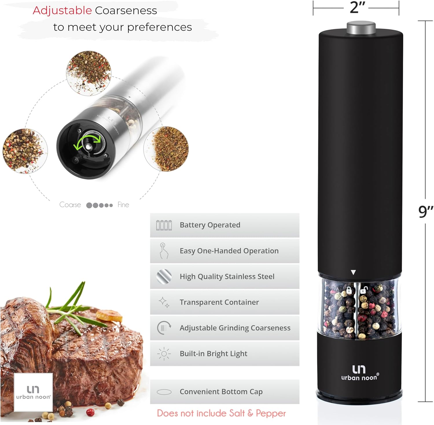 Urban Noon Electric Salt and Pepper Grinder Set