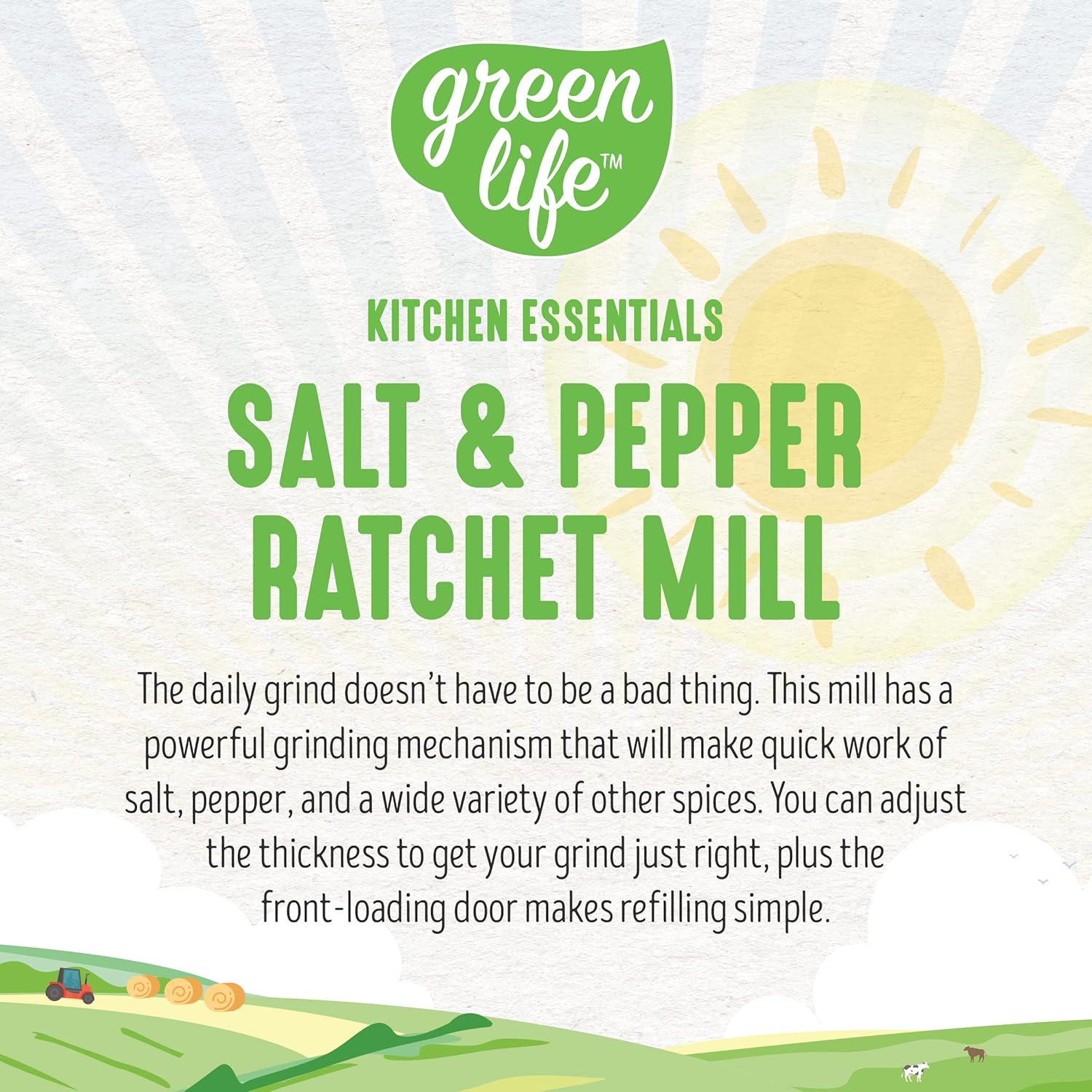 GreenLife Ratchet Mill Salt Pepper Grinder Effortless and Customizable
