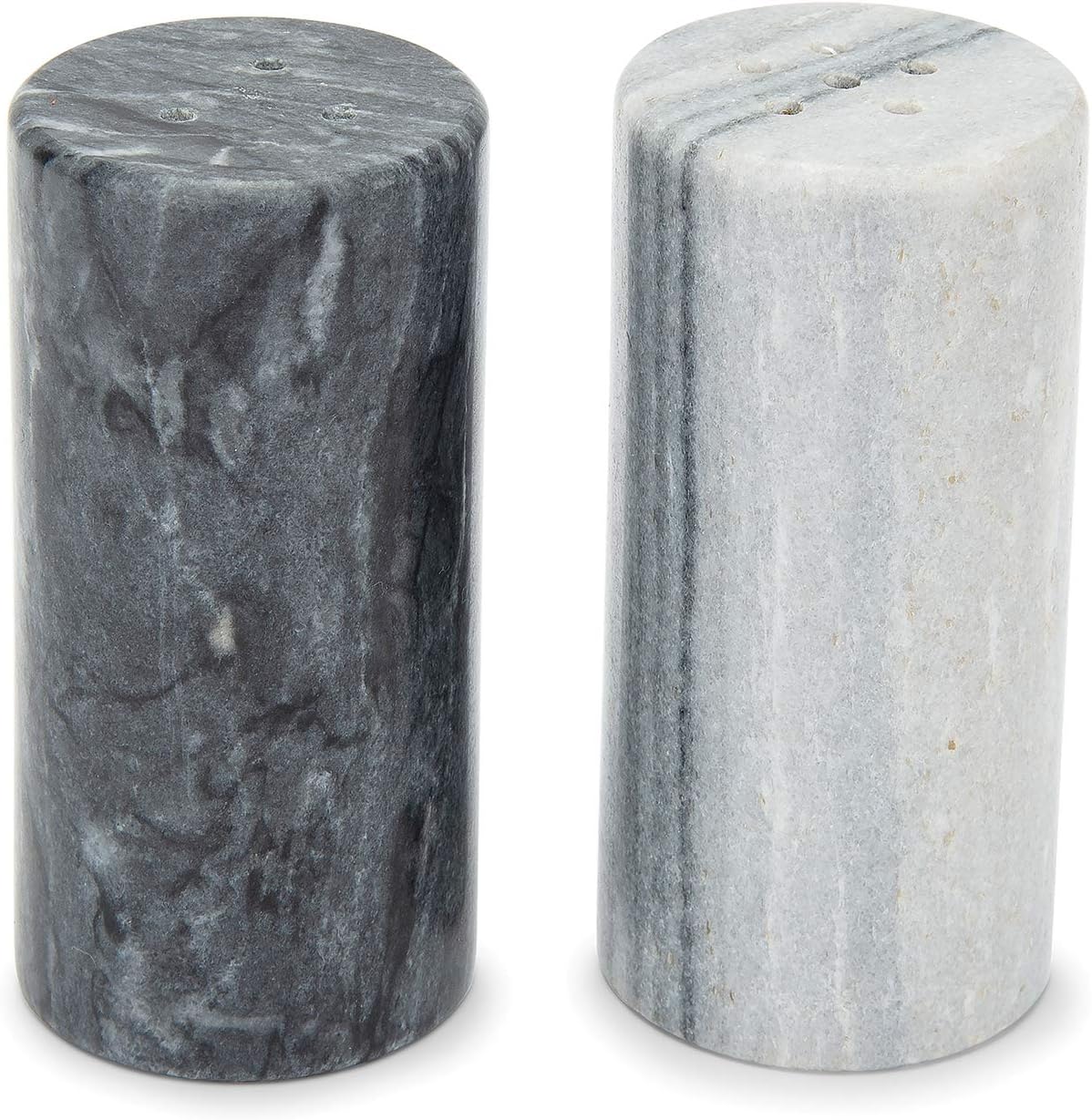 Fox Run White and Black Marble Salt Pepper Shakers Set of 2