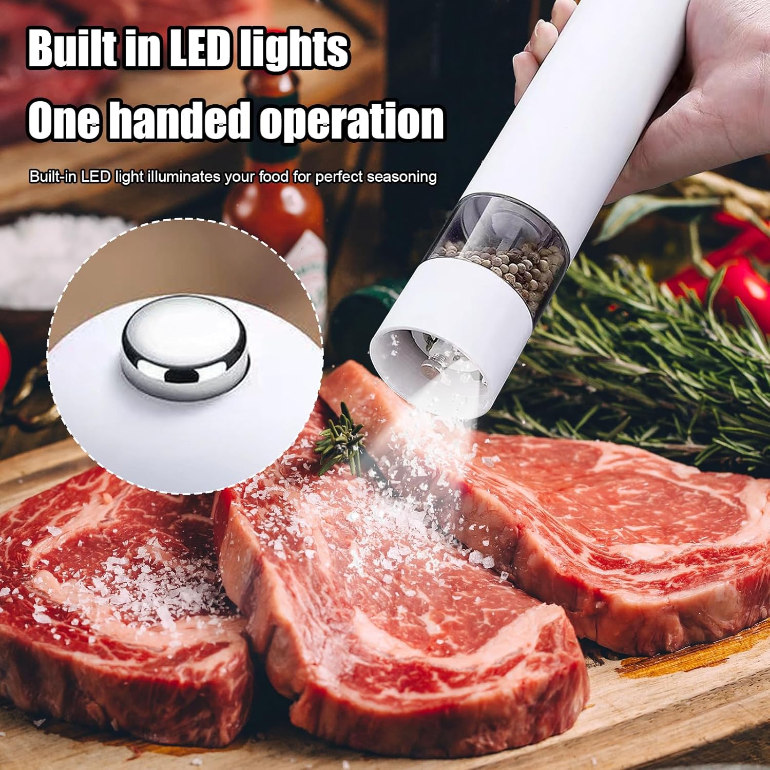 Double Function Salt Pepper Grinder Set - Effortlessly Grind Your Favorite Spices