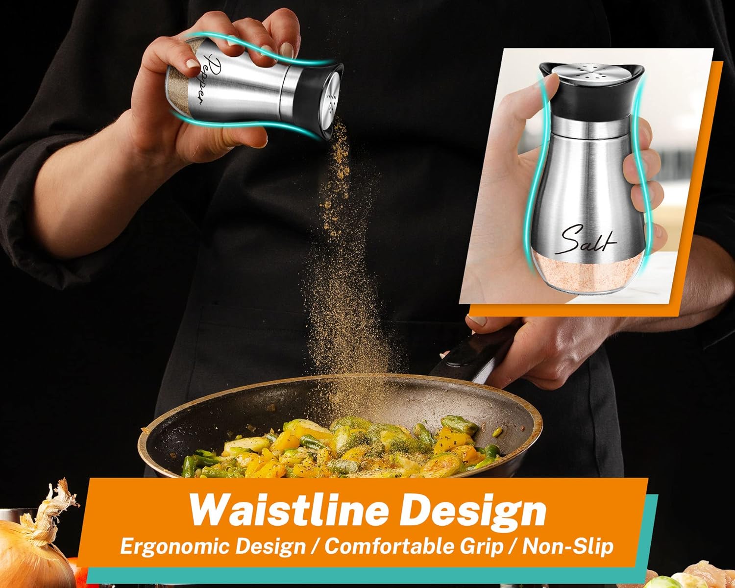 Perfect Salt Pepper Shakers Set for Home Kitchen in Silver