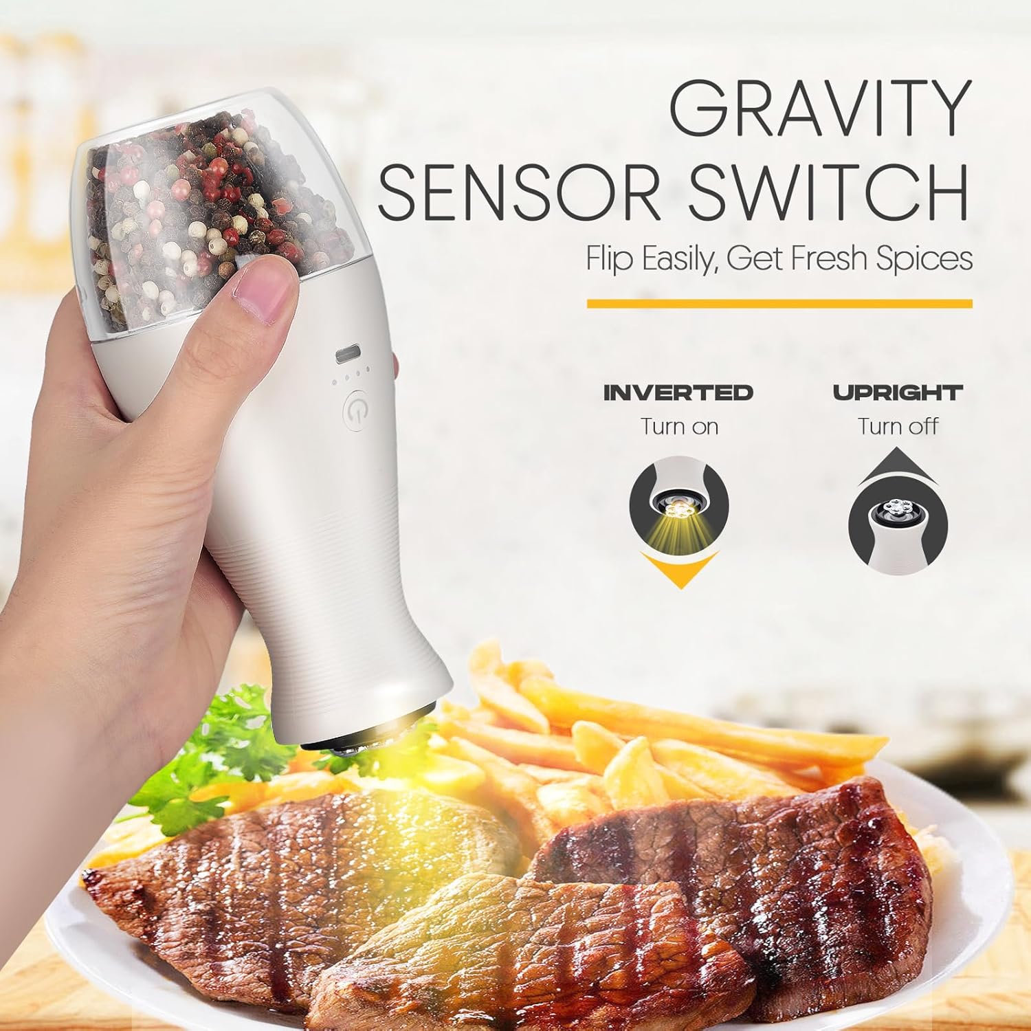 Gravity Electric Salt Pepper Grinder Set with LED Light 1