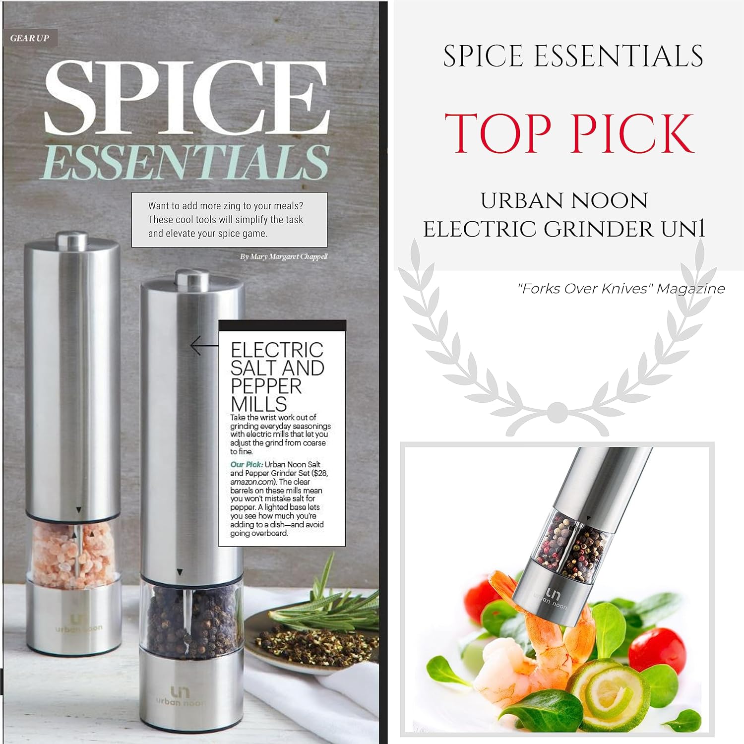 Urban Noon Electric Salt and Pepper Grinder Set