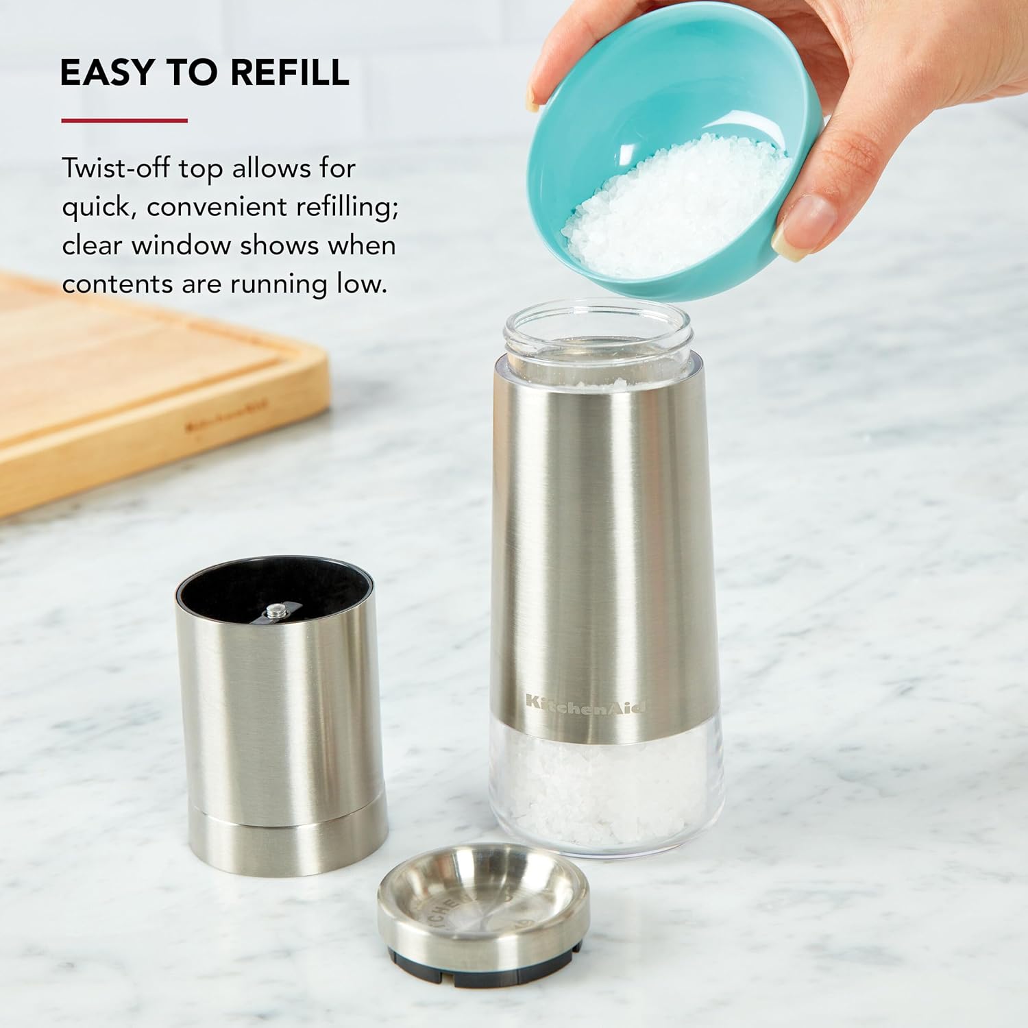 Perfect for Every Bite KitchenAid Stainless Steel Filled Salt Grinder 8 Inch