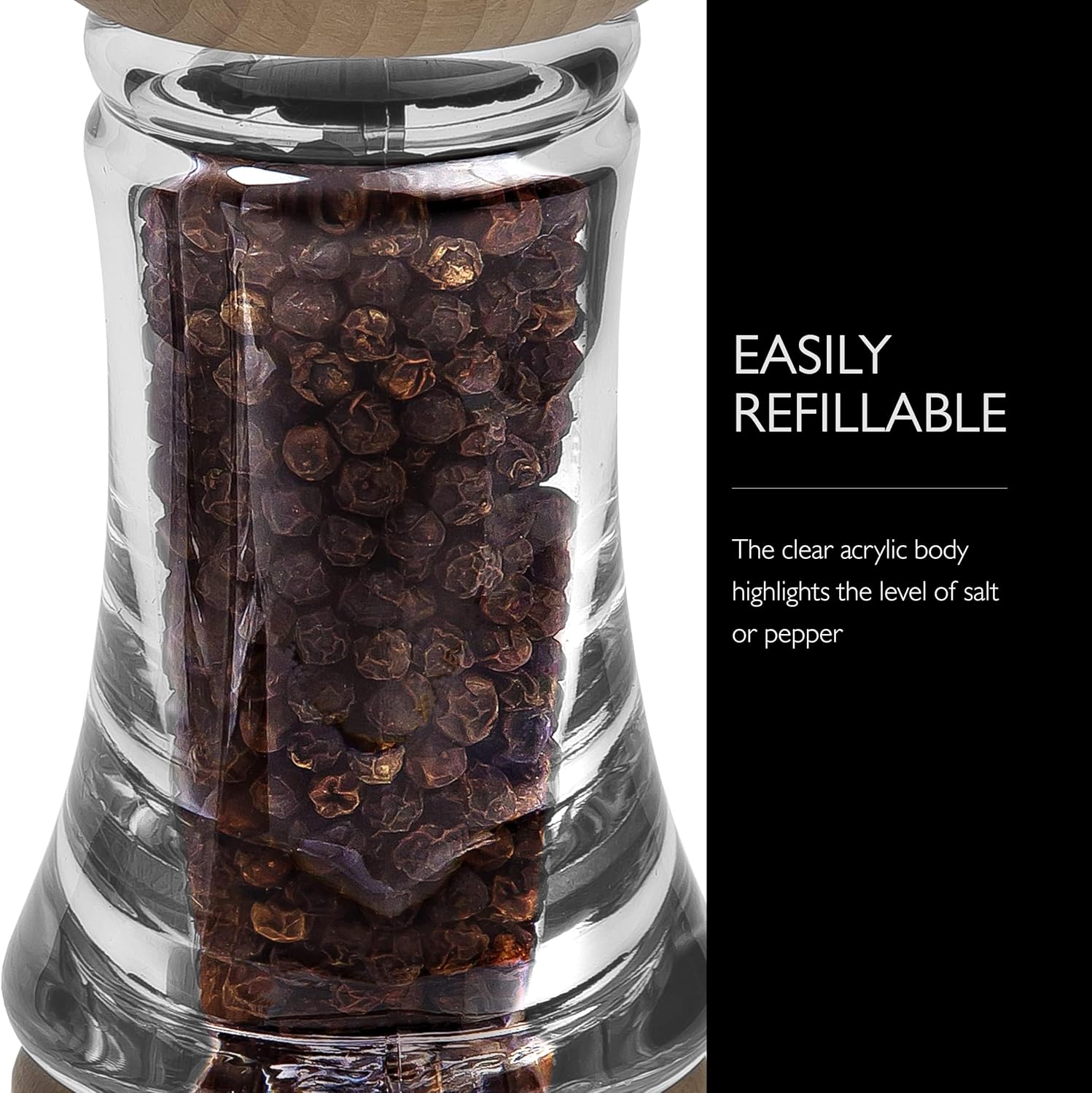 Cole Mason Basic Woods Mill Gift Set - Adjustable Salt Pepper Grinders Hand Wash