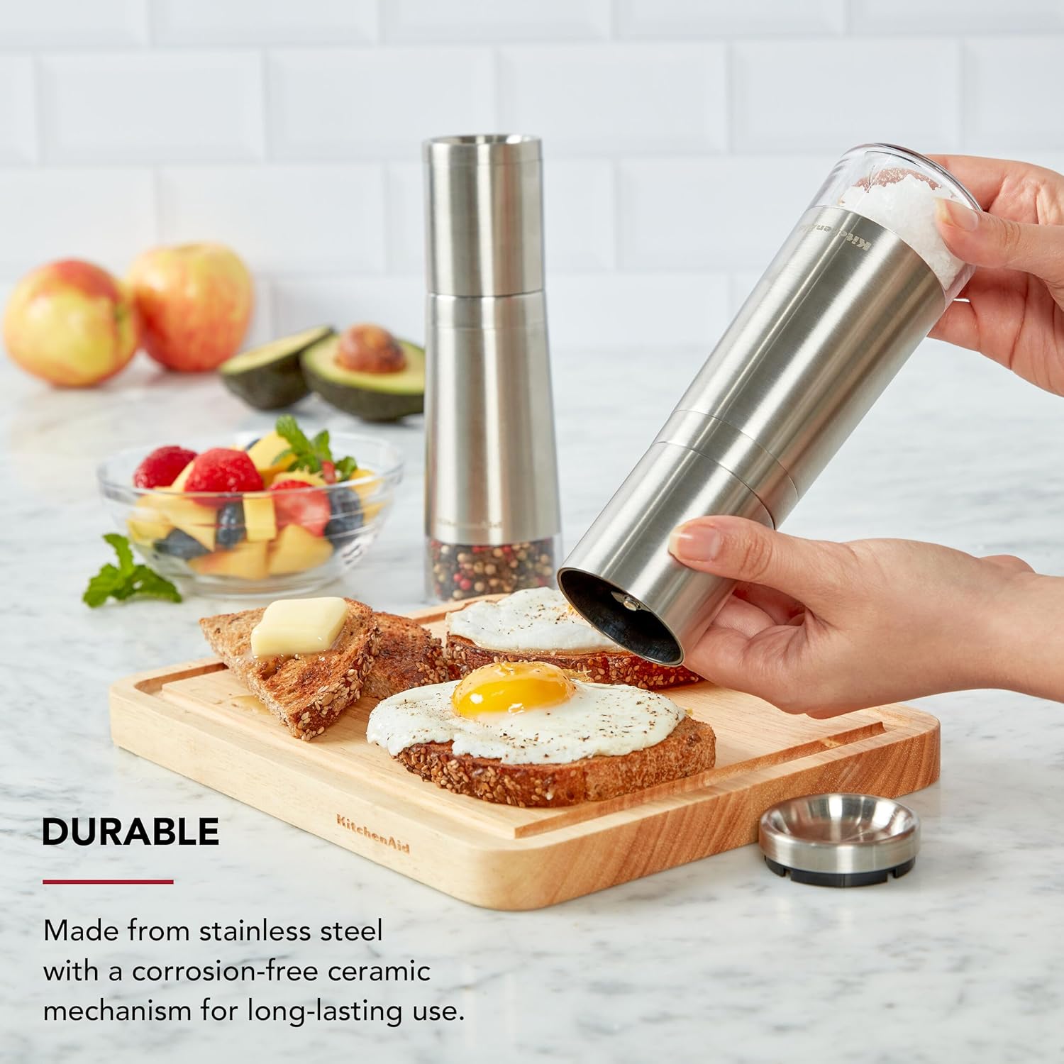Perfect for Every Bite KitchenAid Stainless Steel Filled Salt Grinder 8 Inch