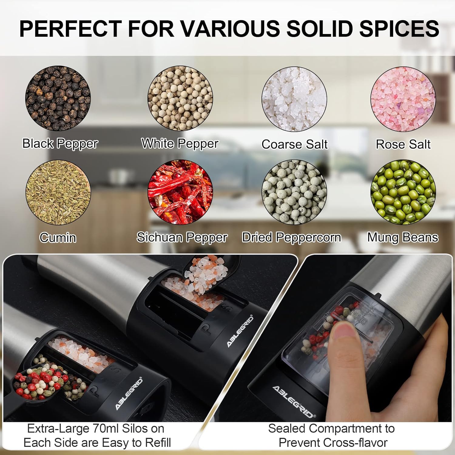 Efficiently Grind Salt Pepper with Intuitive Controls