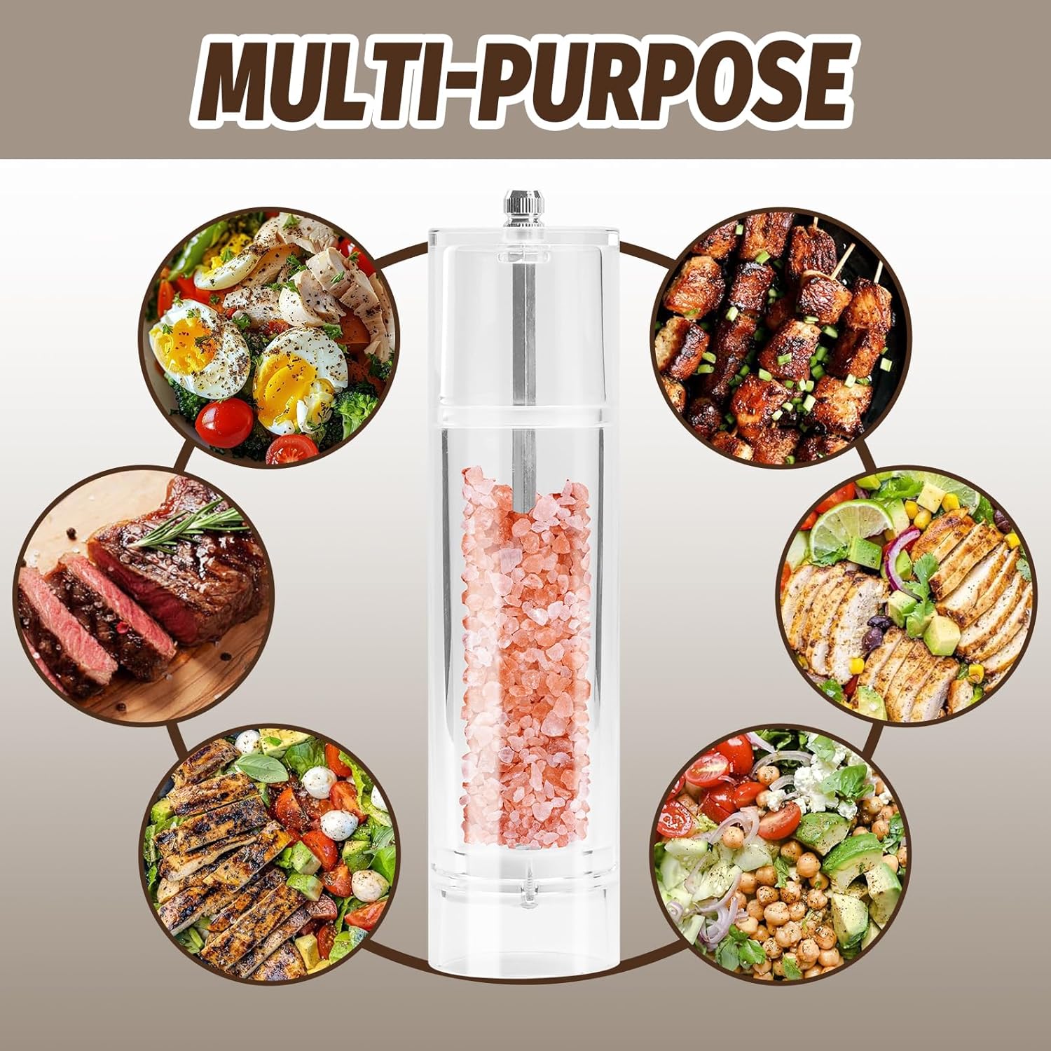 Stylish Acrylic Salt and Pepper Mill Adjustable for Perfect Grind