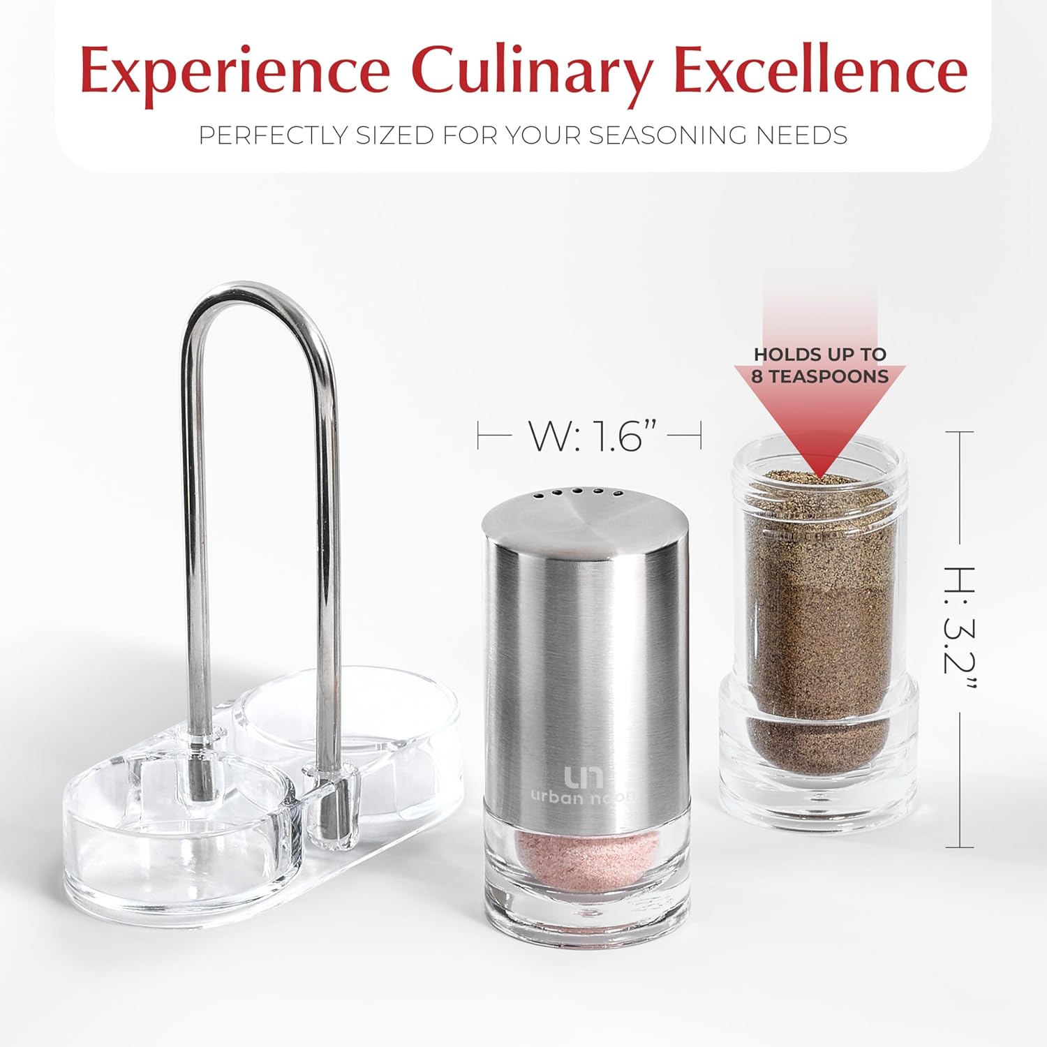 Urban Noon Salt Pepper Shakers Set with Holder