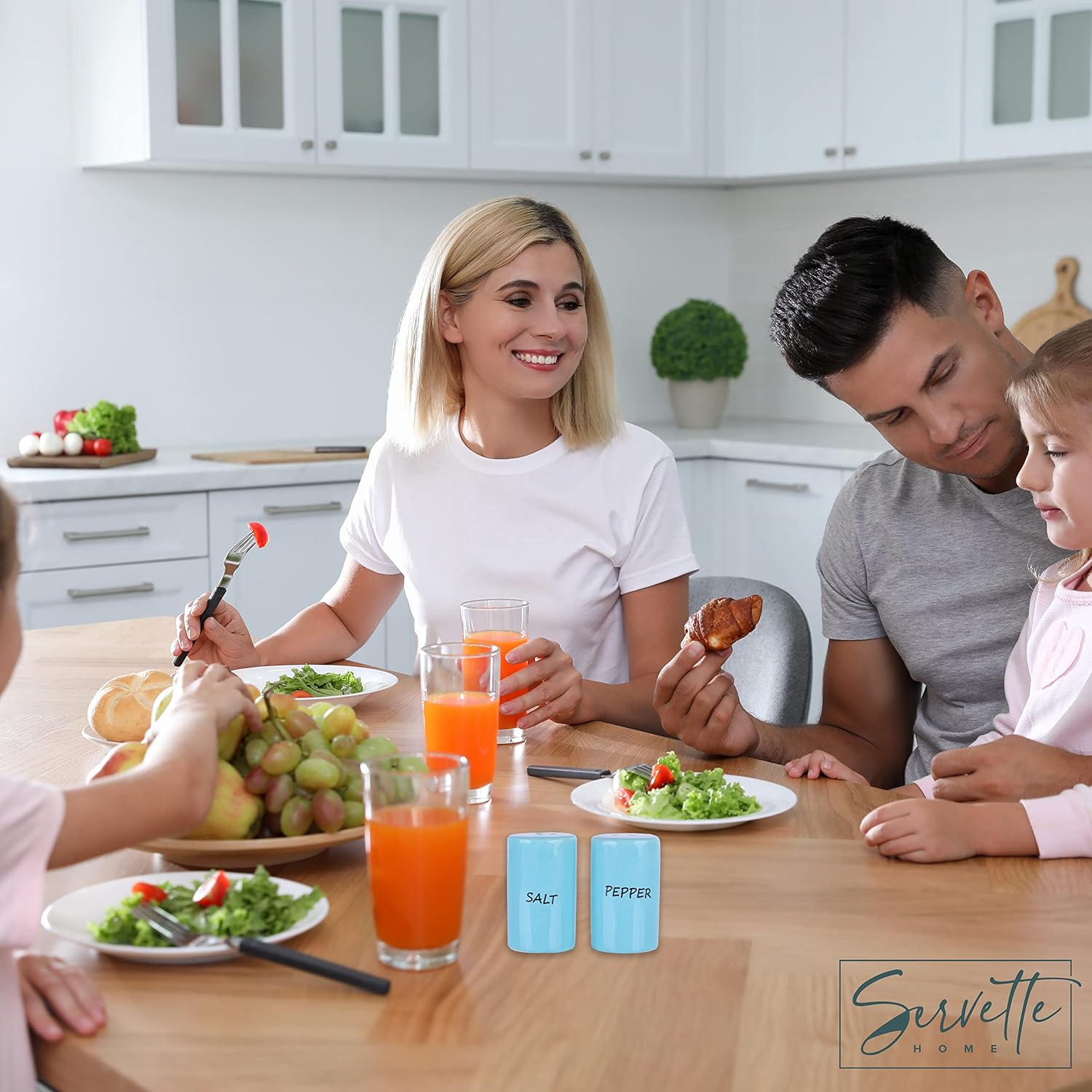 Sleek Blue Salt and Pepper Shakers with High-Quality Ceramic Design