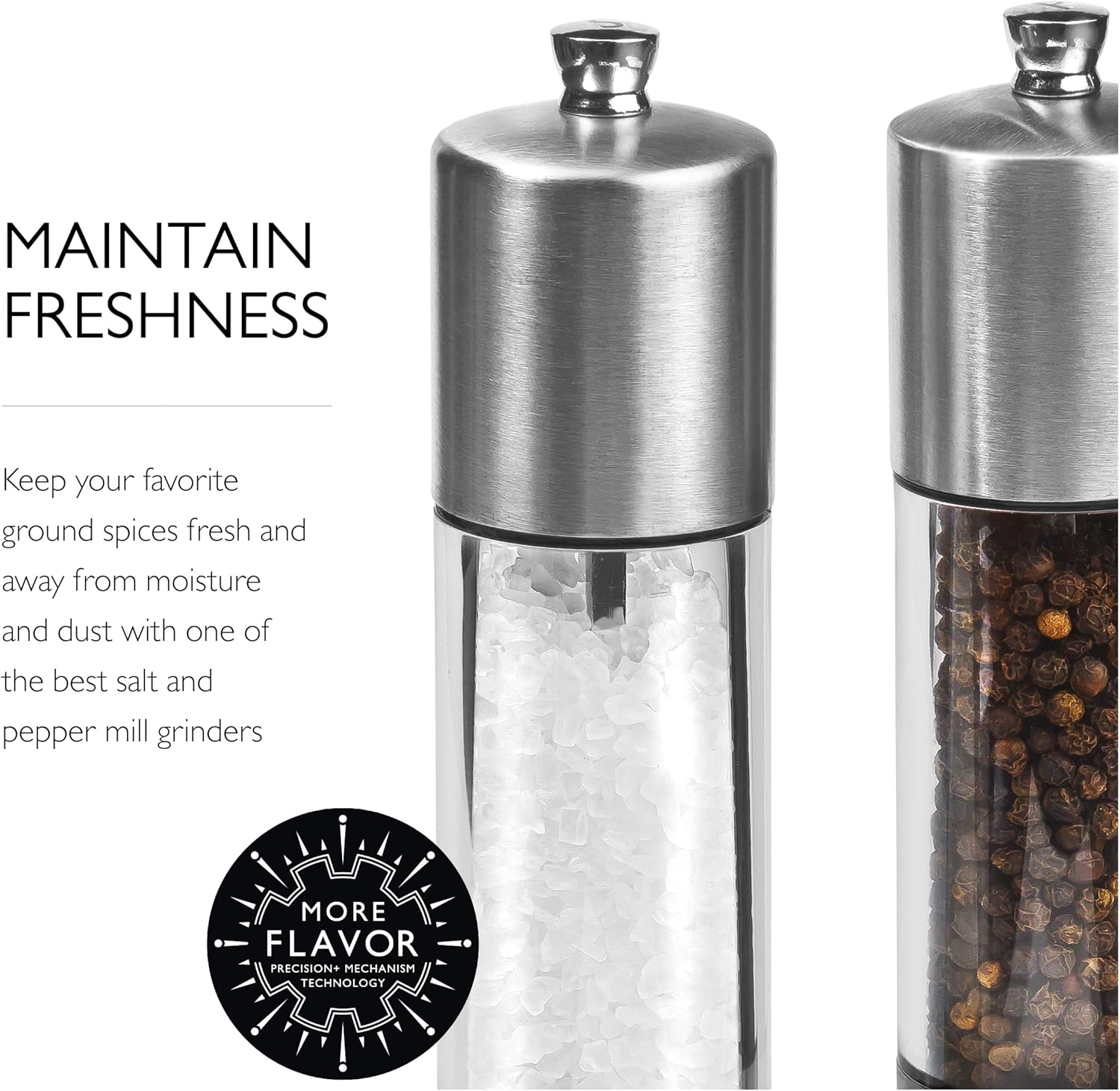 Cole Mason Everyday Salt Pepper Mill Gift Set Refillable Adjustable Salt Pepper Grinders
