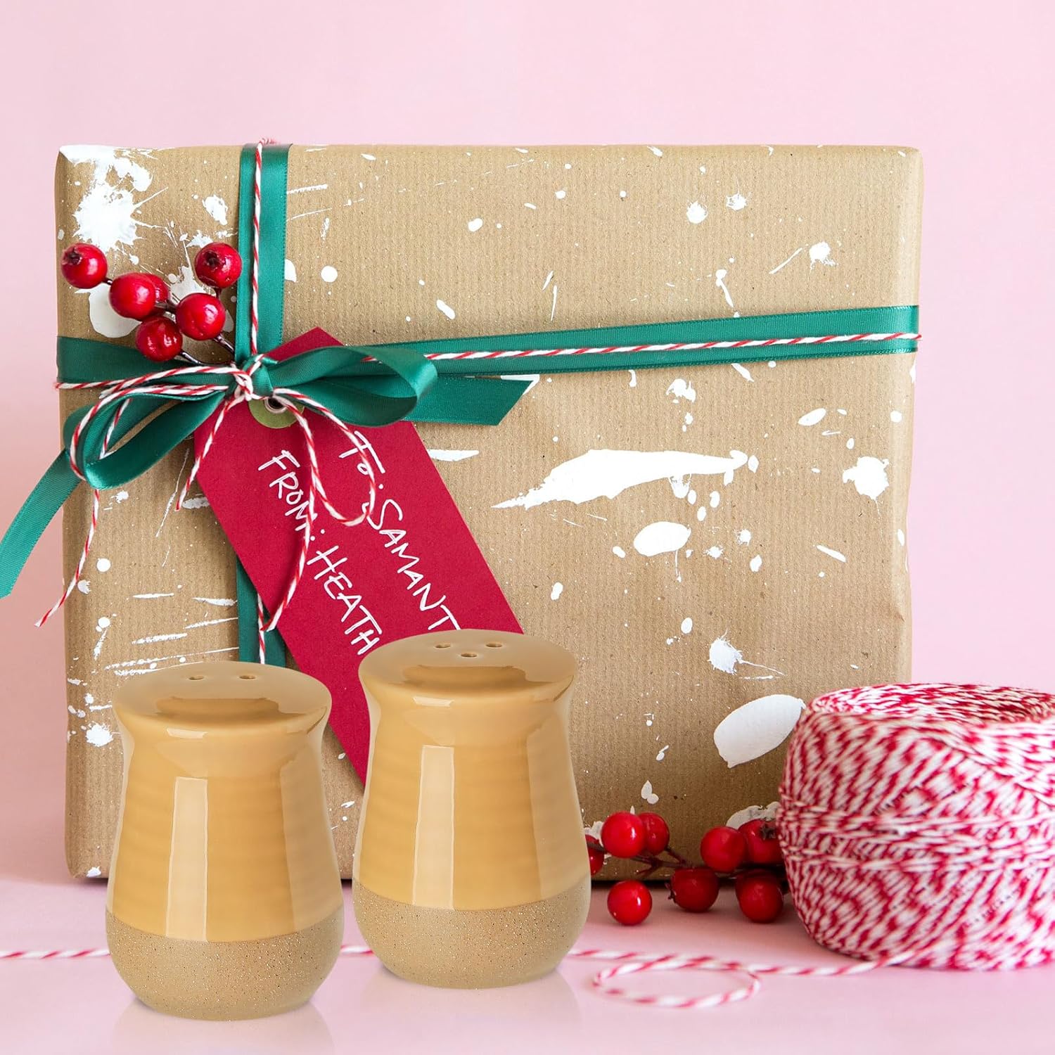 Unique Ceramic Salt Pepper Shakers - 2-Piece Set