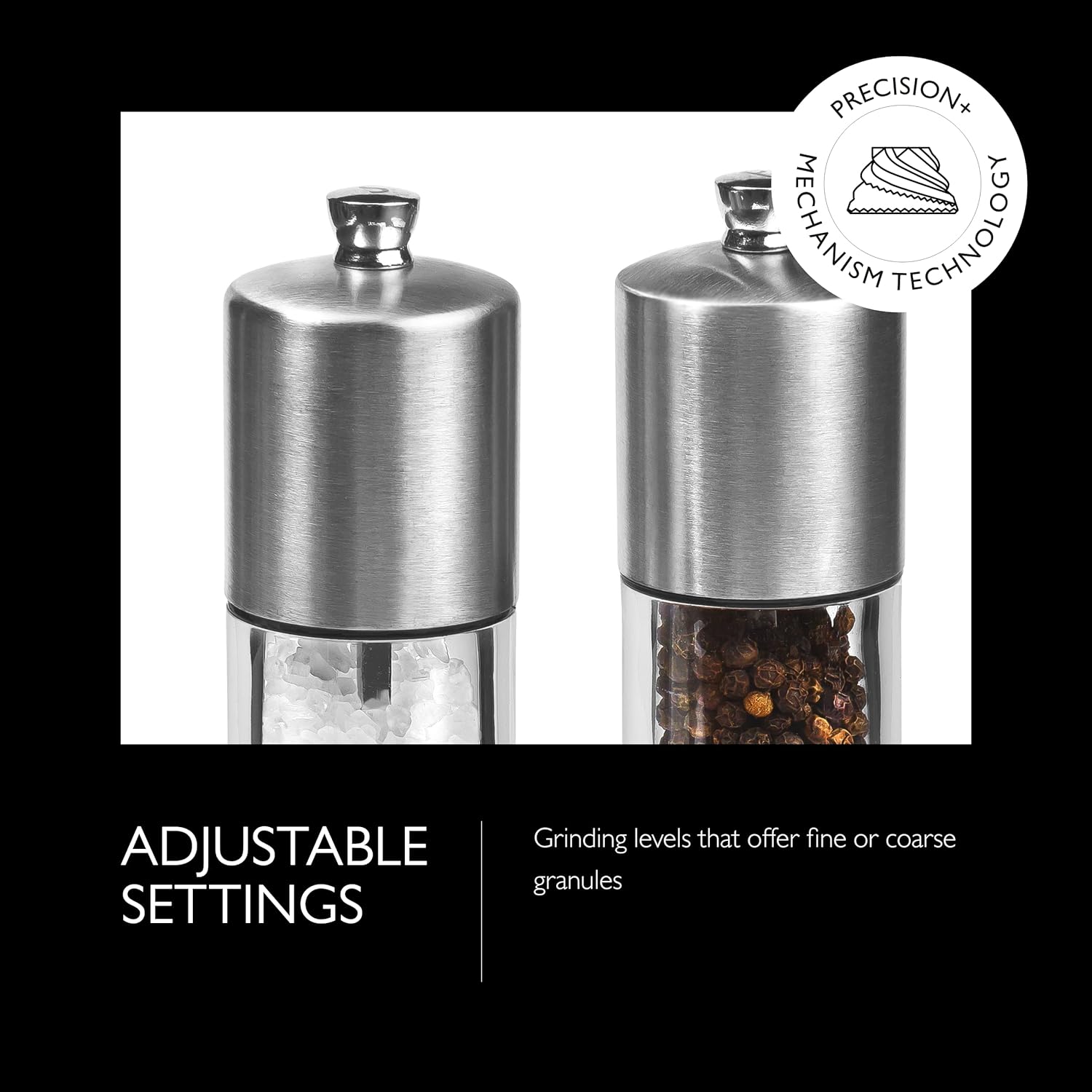 Cole Mason Everyday Salt Pepper Mill Gift Set Refillable Adjustable Salt Pepper Grinders