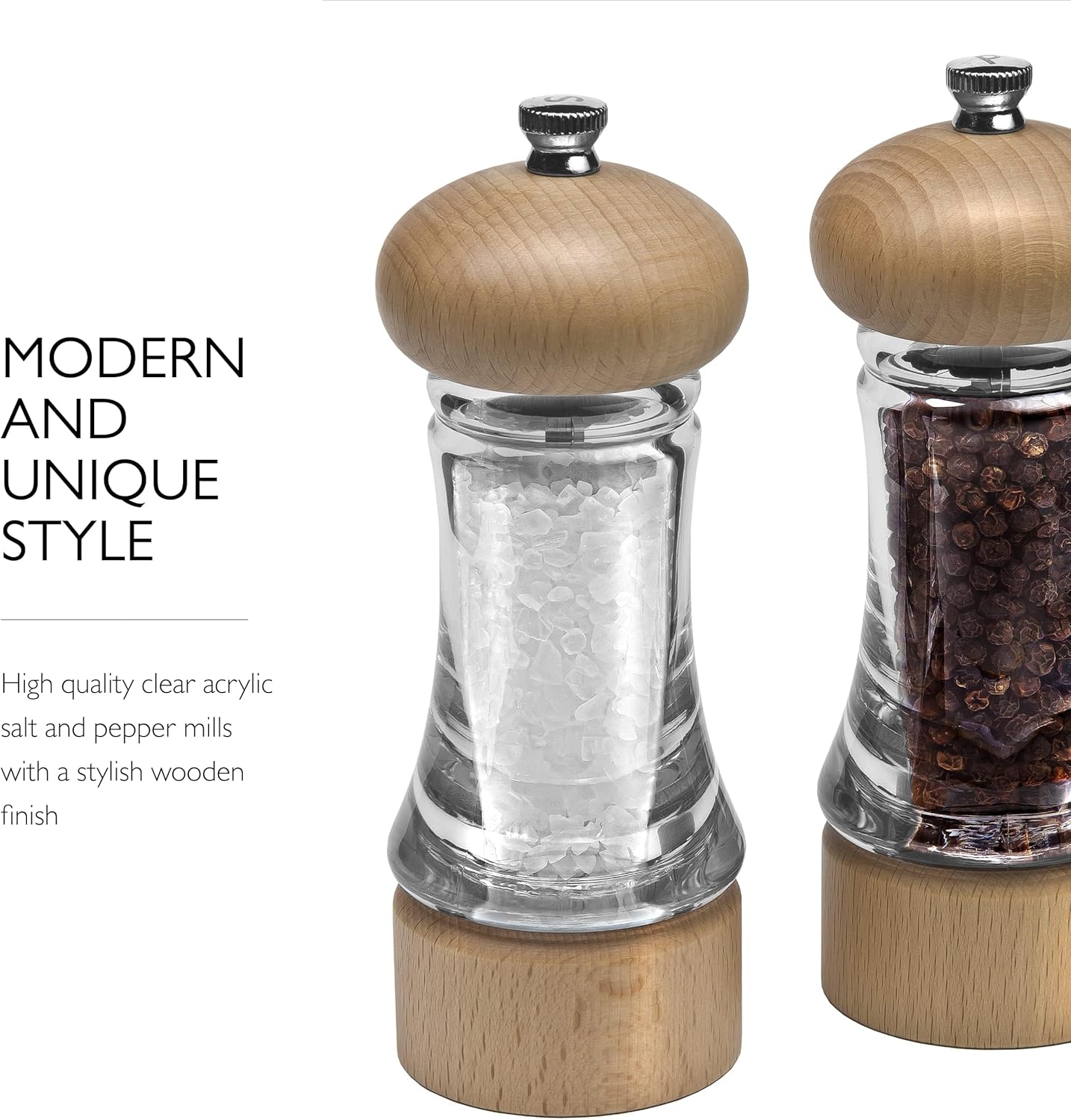 Cole Mason Basic Woods Mill Gift Set - Adjustable Salt Pepper Grinders Hand Wash