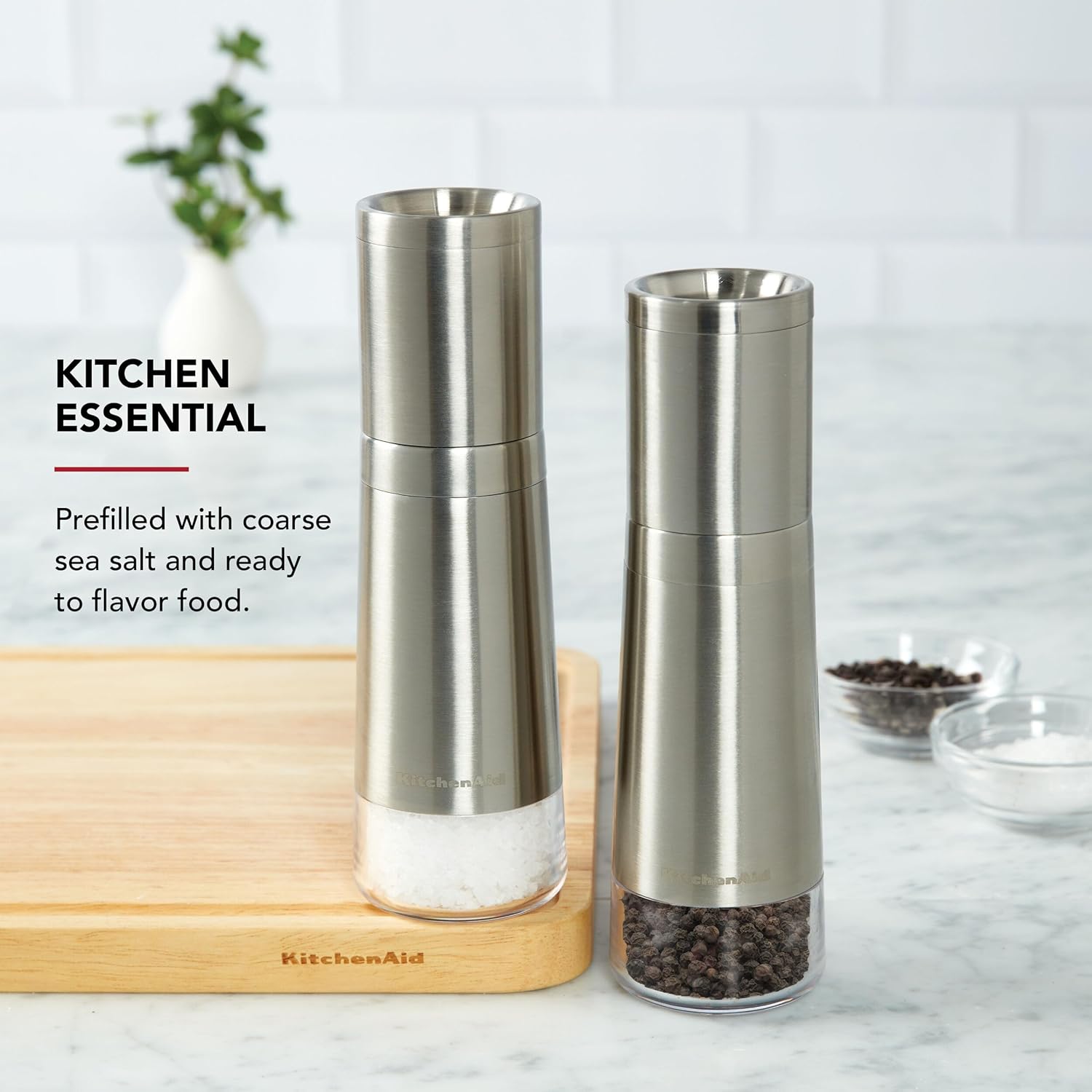 Perfect for Every Bite KitchenAid Stainless Steel Filled Salt Grinder 8 Inch