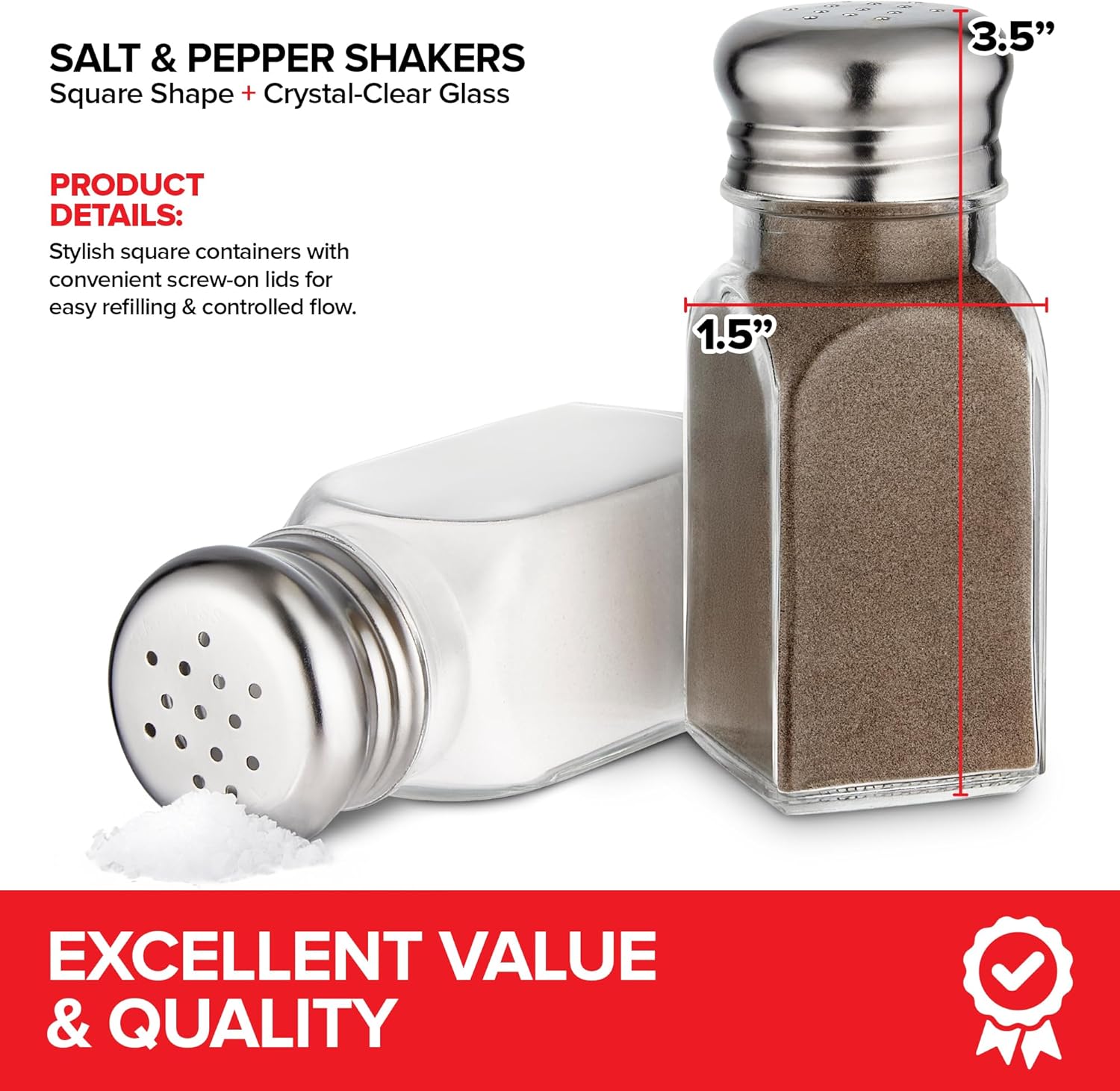 2 oz Glass Salt and Pepper Shakers Set
