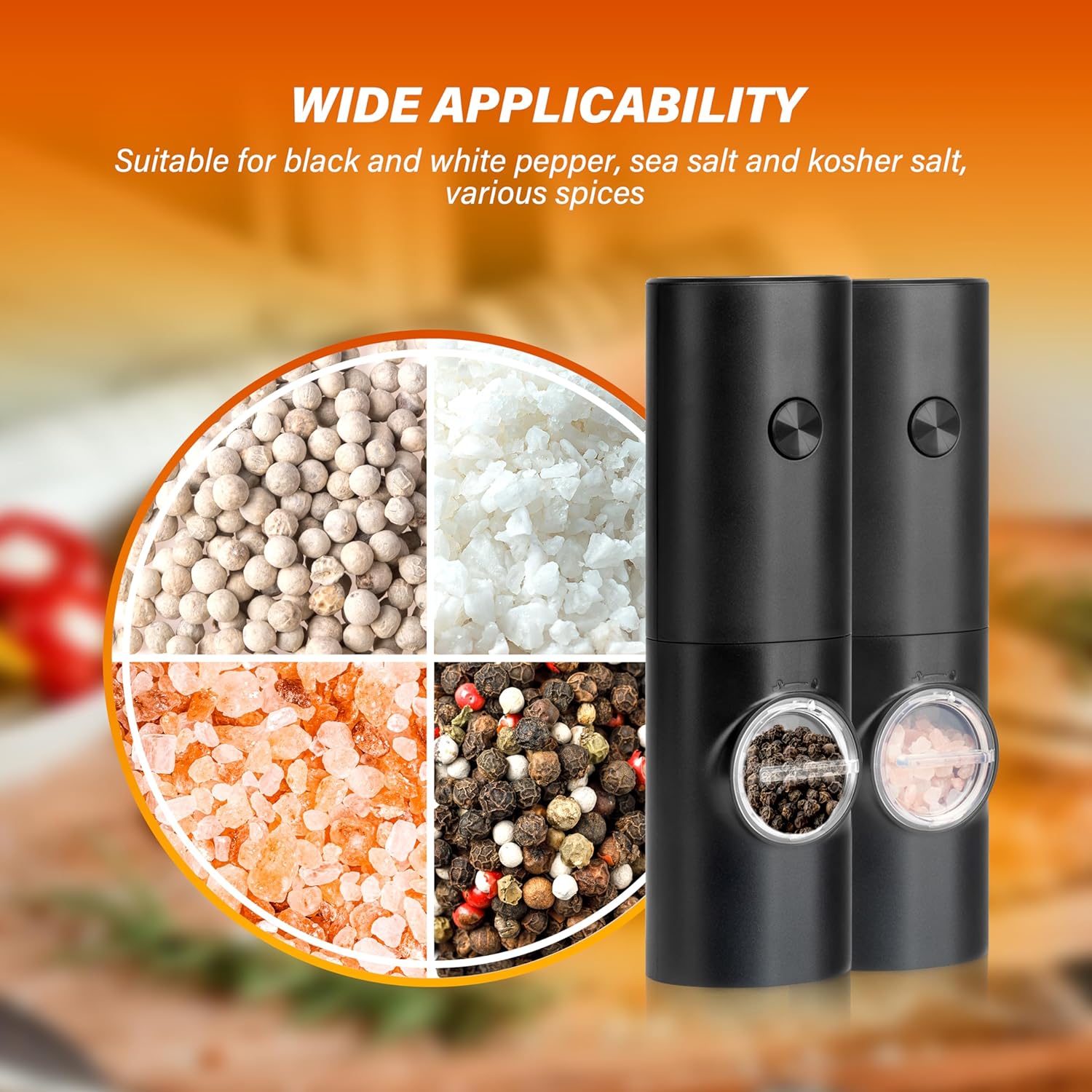 Electric Salt and Pepper Grinder Set 2 Pack