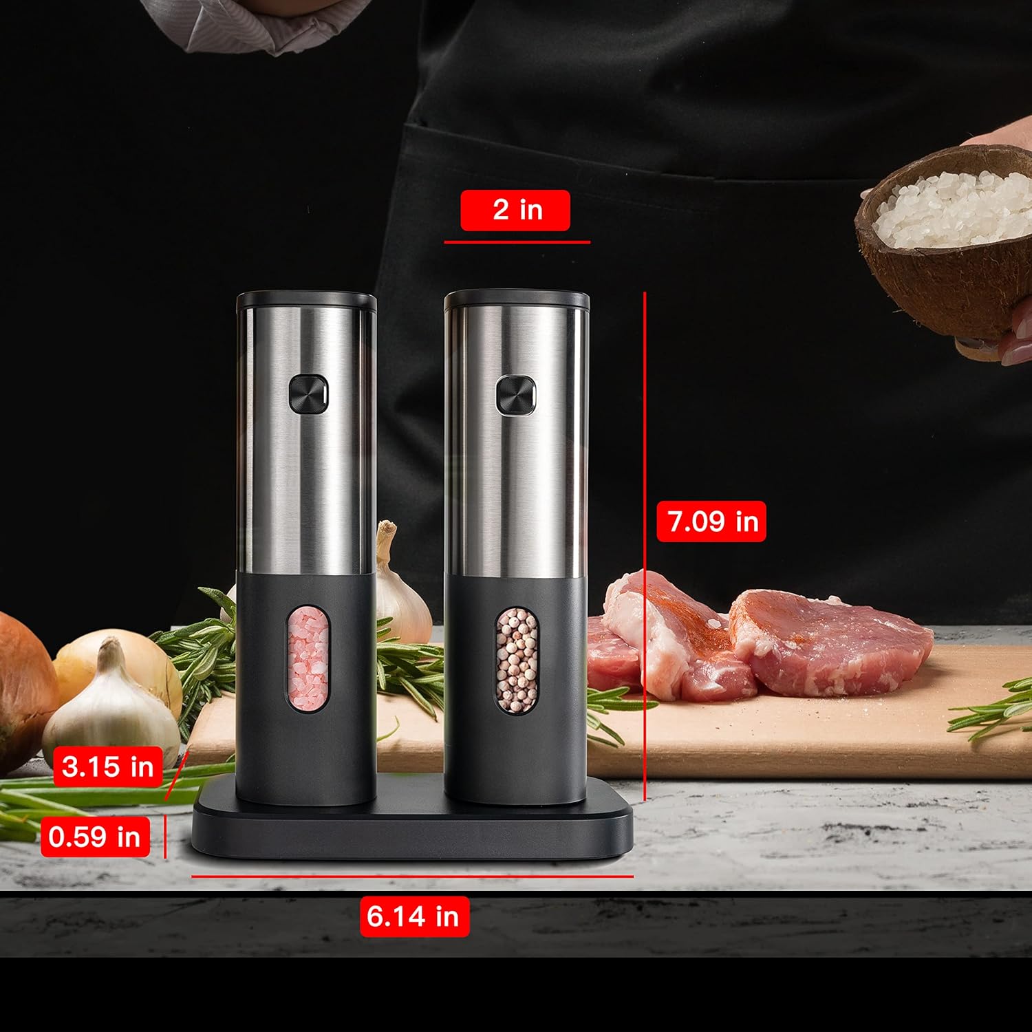 Action-Ready Salt Pepper Grinder Set