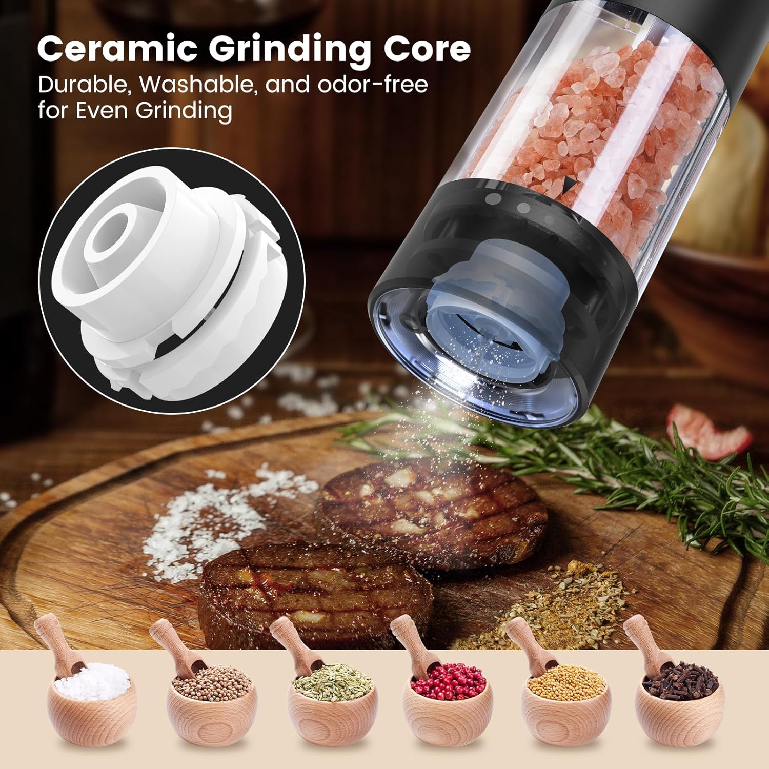 Bright LED Electric Salt and Pepper Set