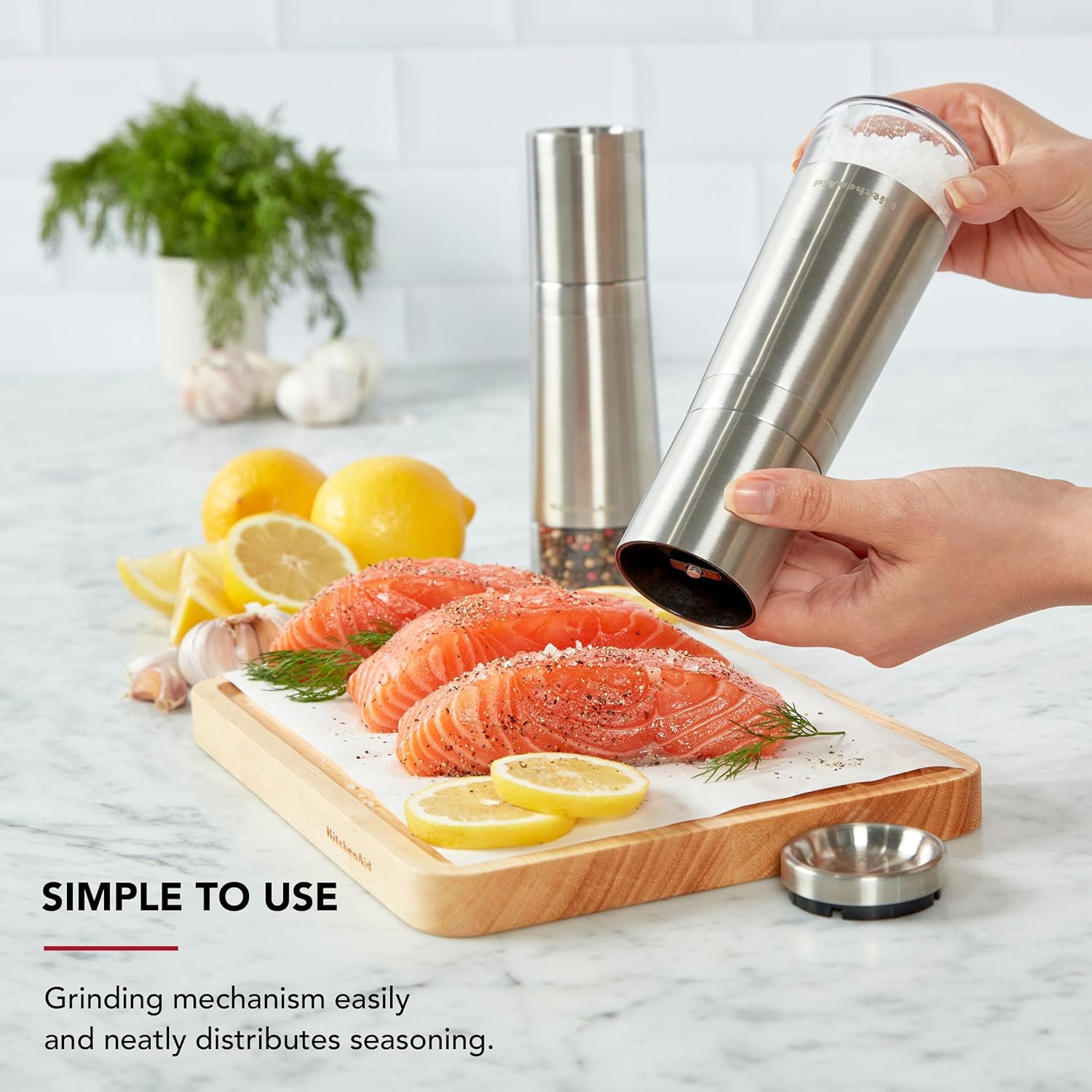 Perfect for Every Bite KitchenAid Stainless Steel Filled Salt Grinder 8 Inch