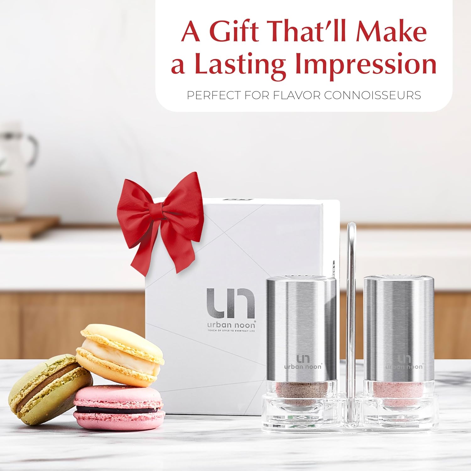 Urban Noon Salt Pepper Shakers Set with Holder