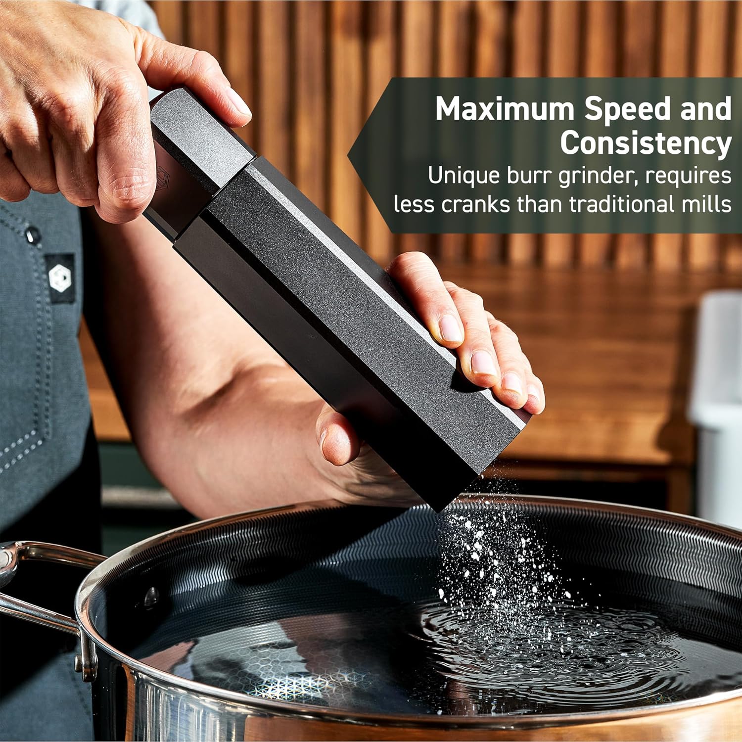 HexClad Salt Mill Grinder Fast Durable Precision Grnd