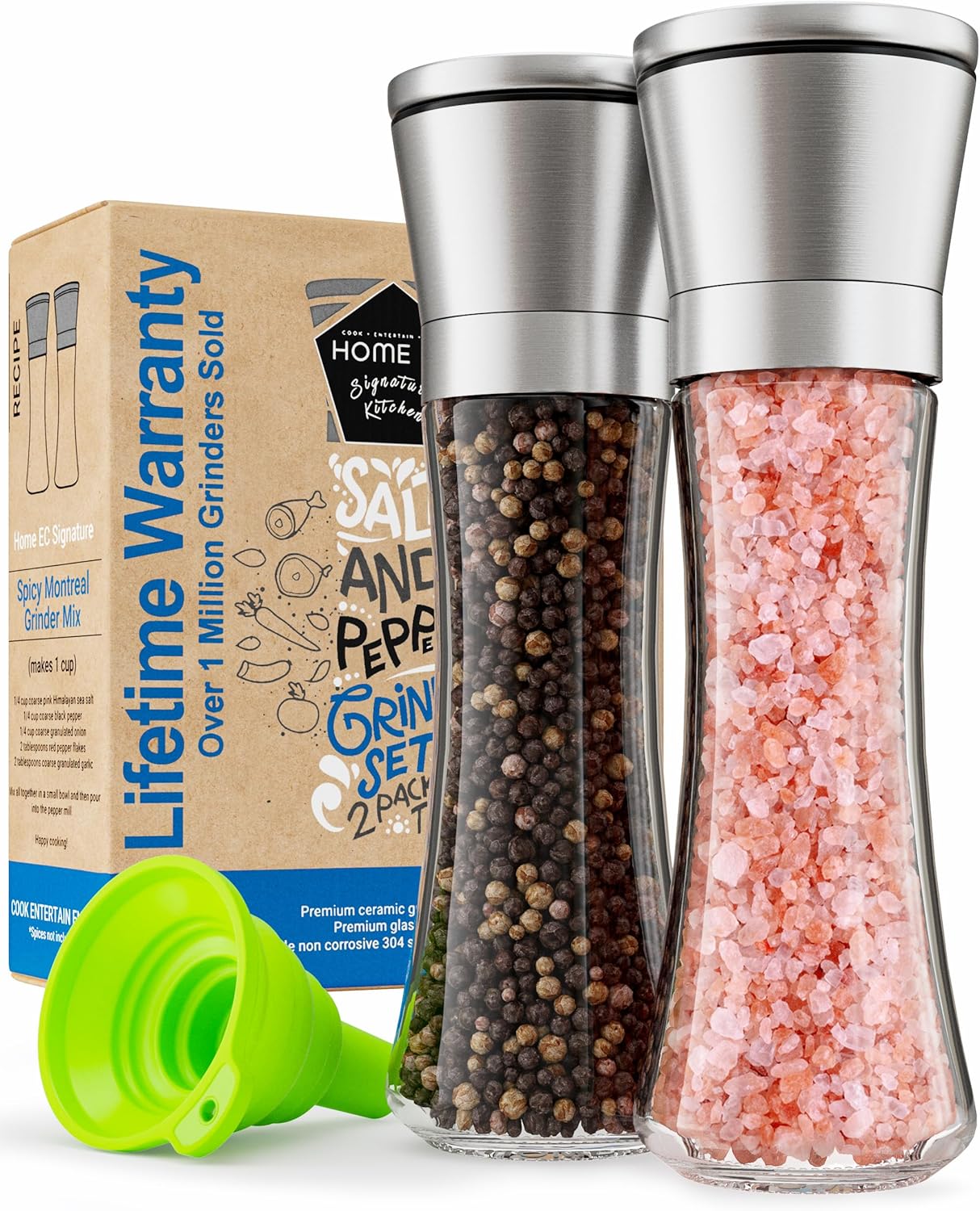 Adjustable Stainless Steel Salt and Pepper Mill Set